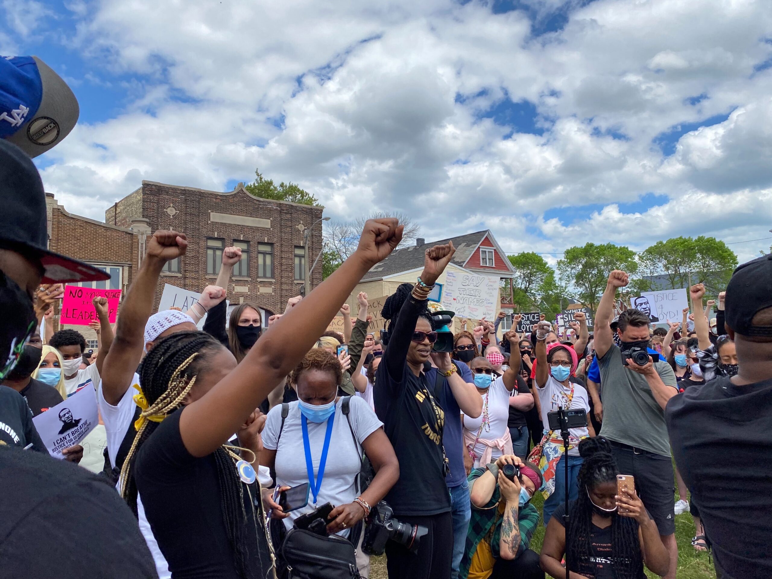 Demonstrators gather in Milwaukee to protest the death of George Floyd