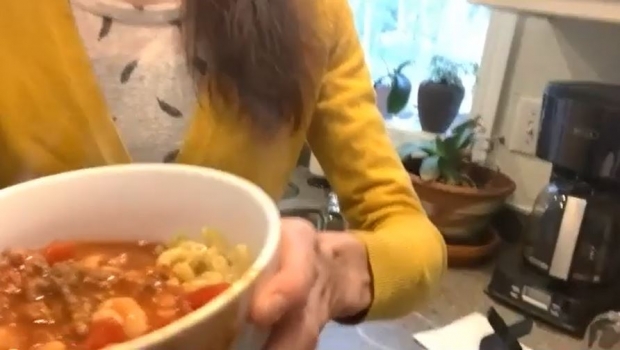Johanna Nelson of Wausau has to stir macaroni into her mom's chili
