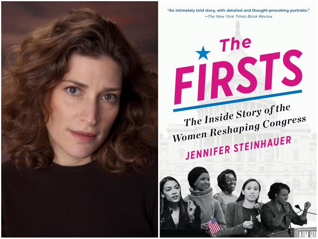 Author Jennifer Steinhauer with her book, "The Firsts: The Inside Story of the Women Reshaping Congress."
