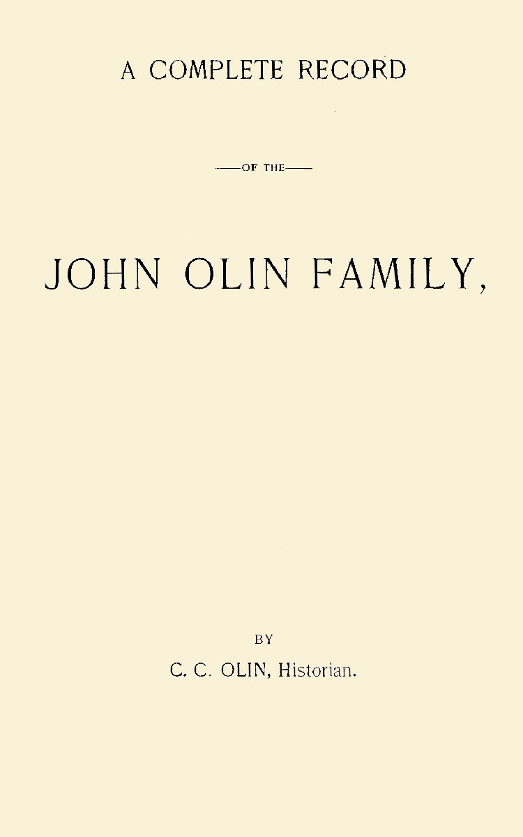 Cover Image, "A Complete Record of The Olin Album"