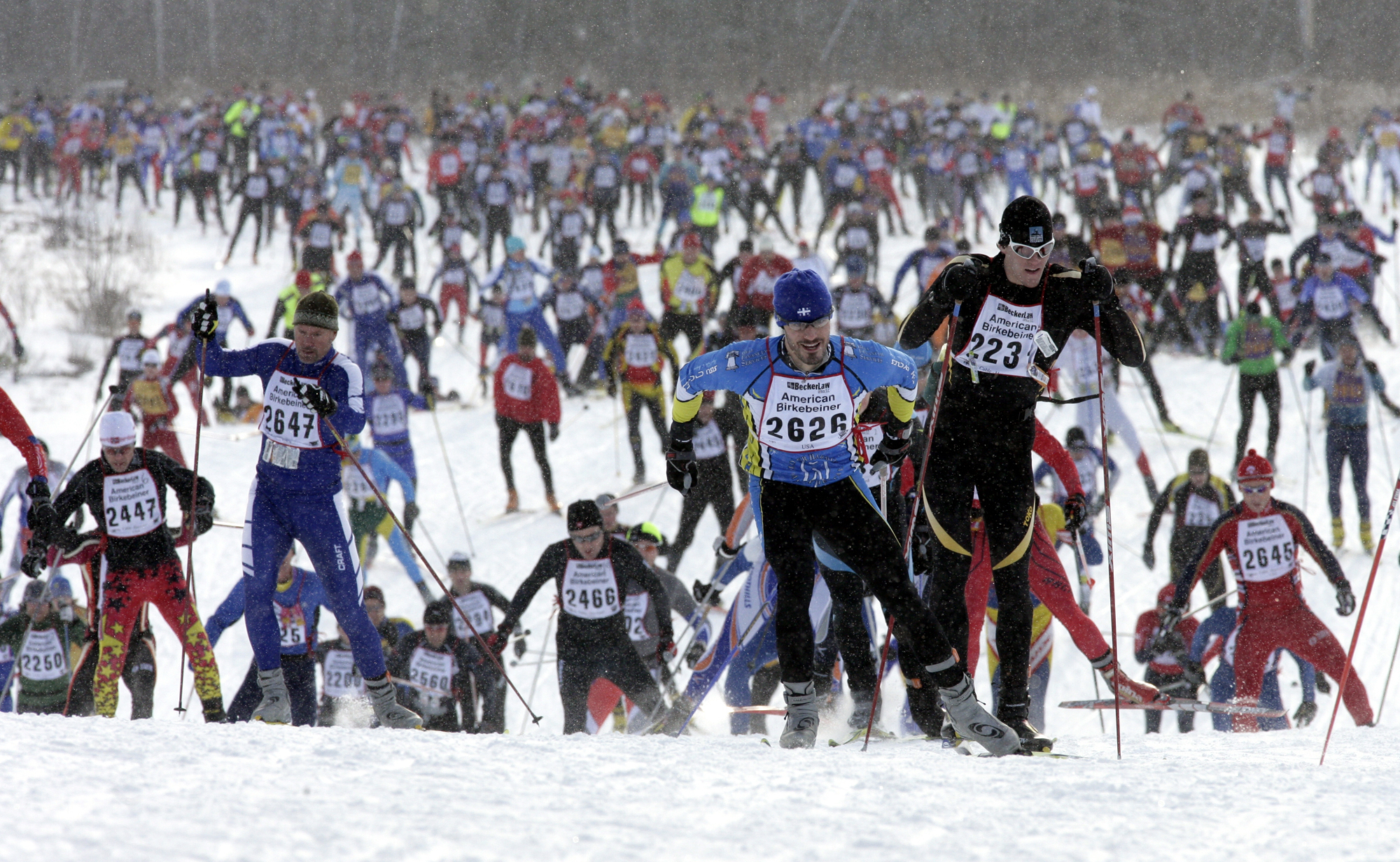 Skiers at the American Birkebeiner