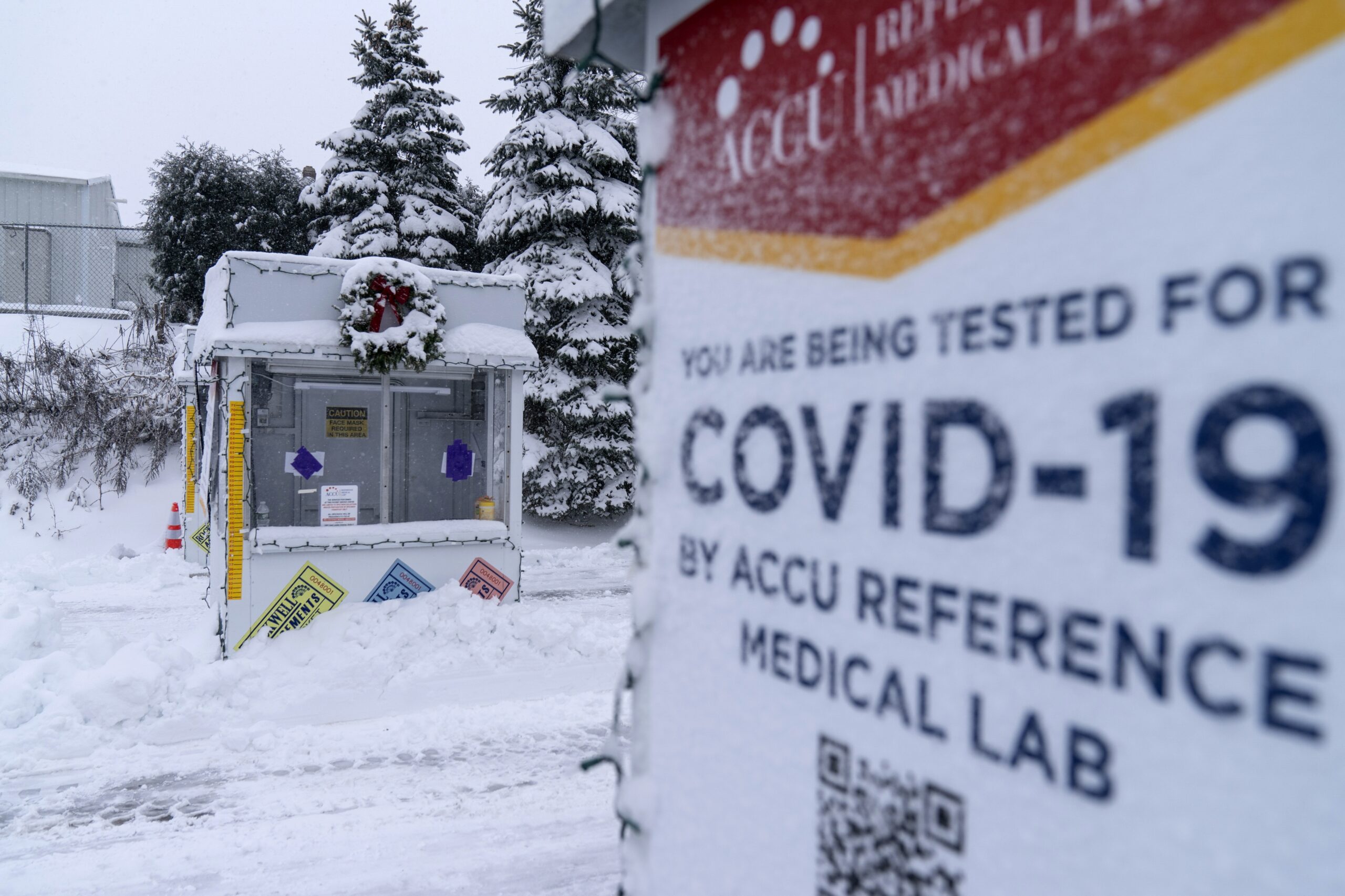 a COVID-19 testing site is closed due to a snowstorm