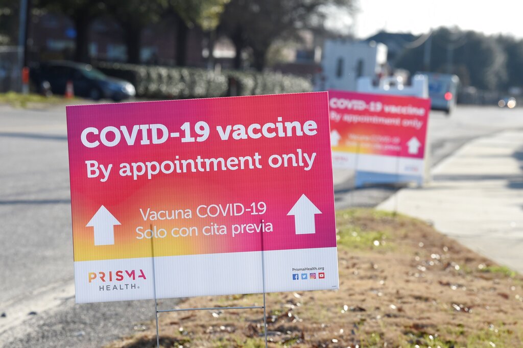 COVID-19 vaccine sign