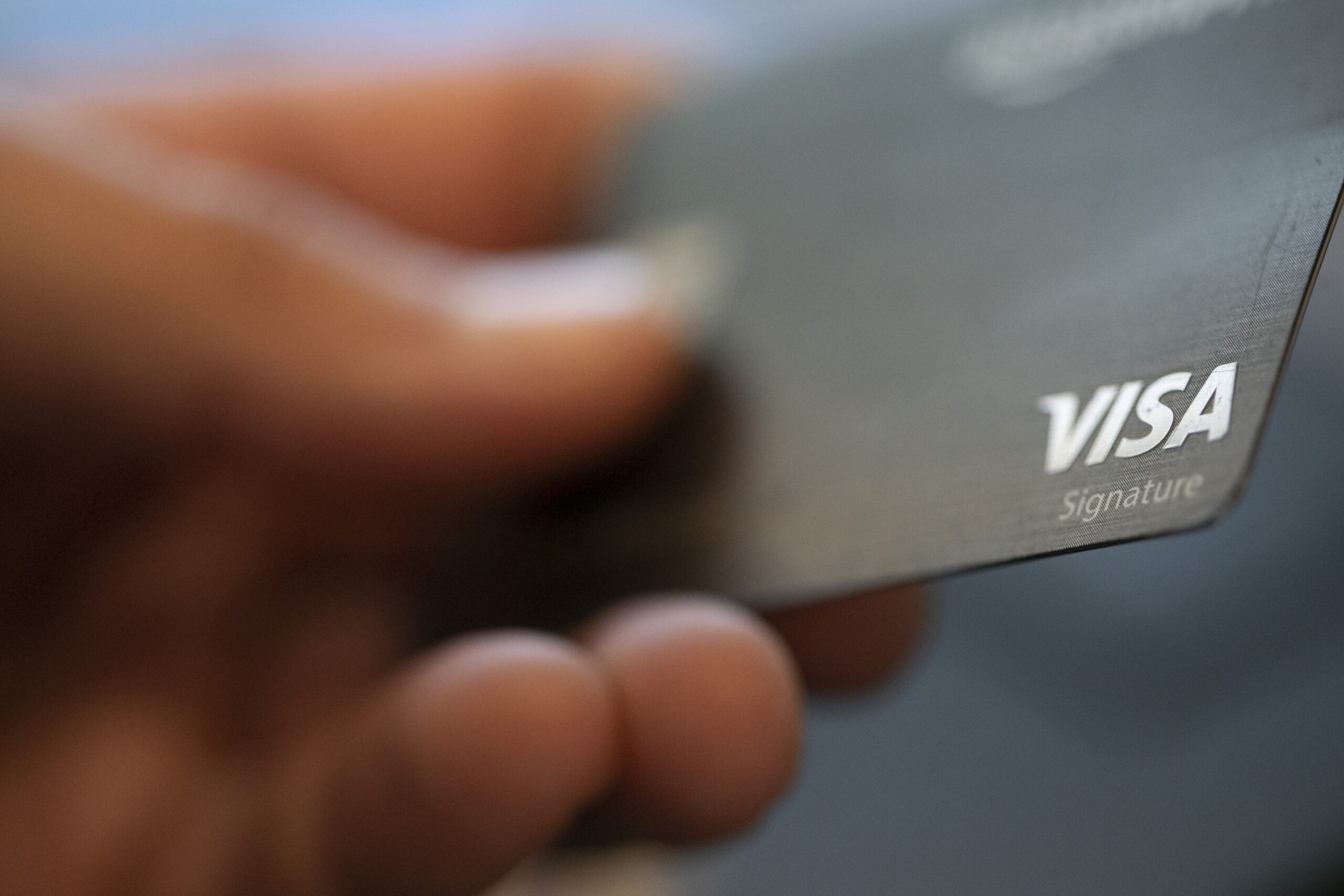 Visa logo on a credit card