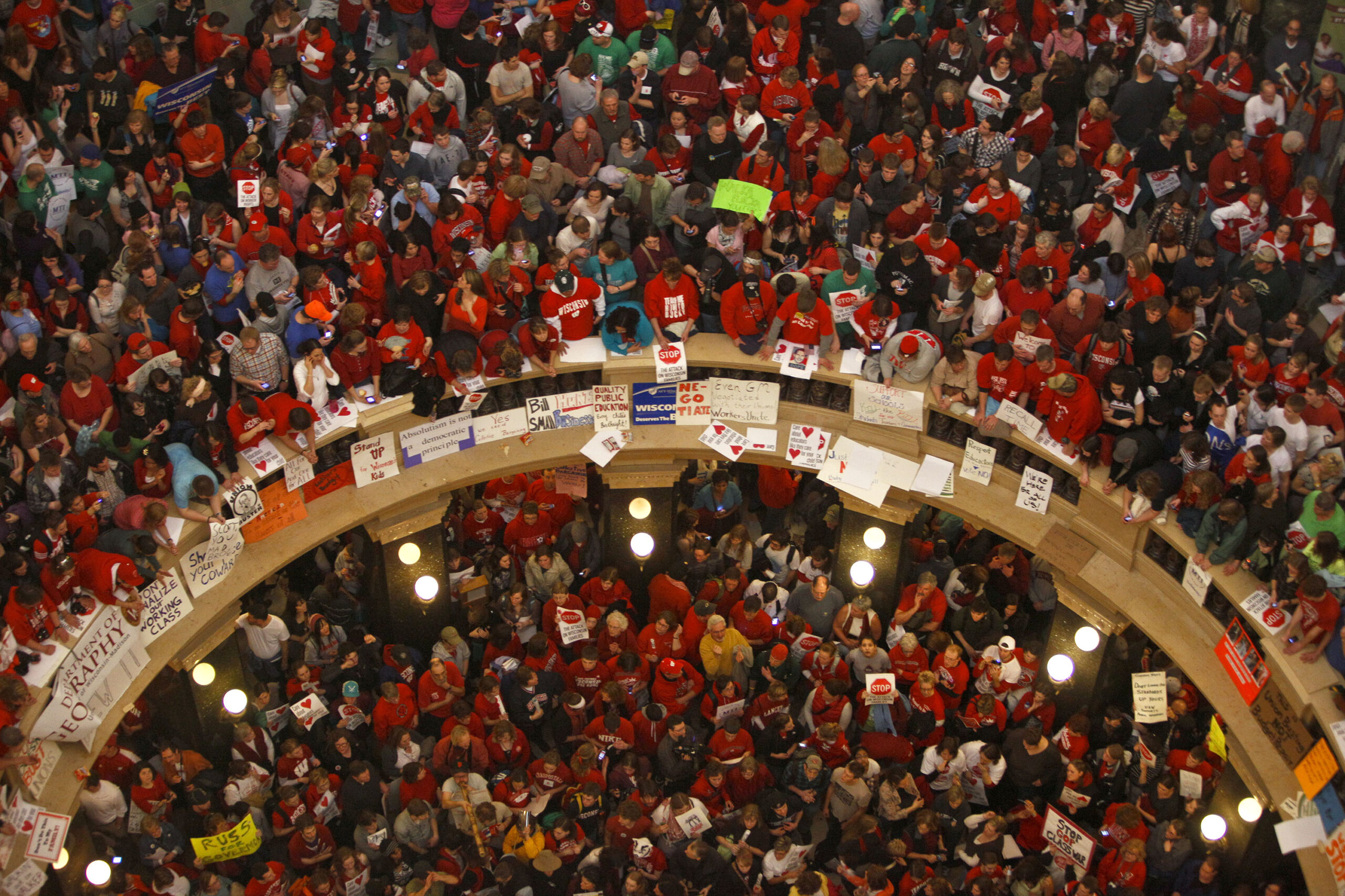 protesters in the state Capitol