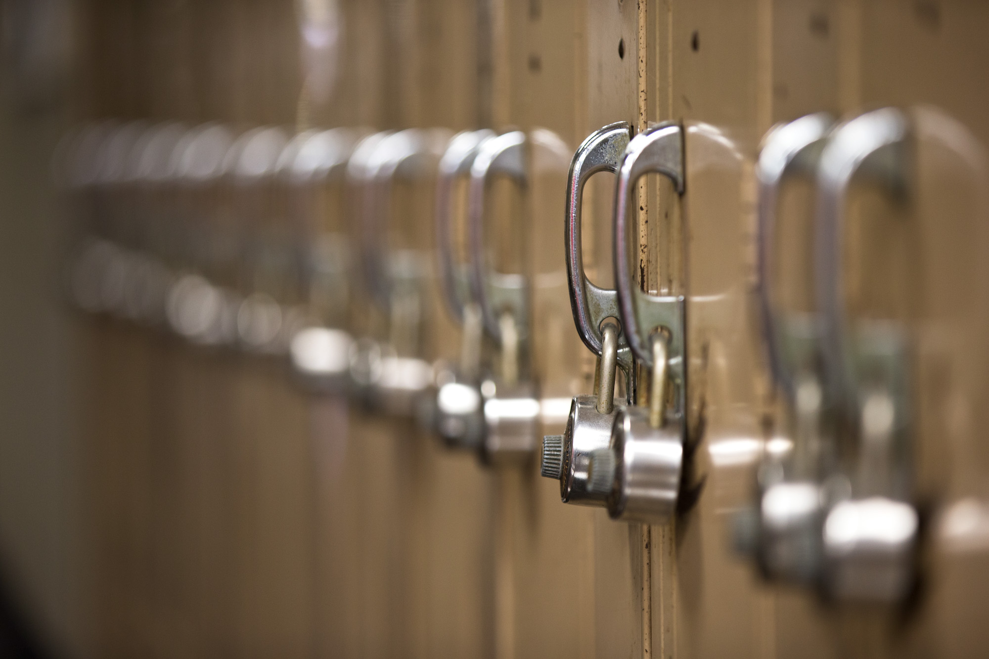 Lockers at a high school.