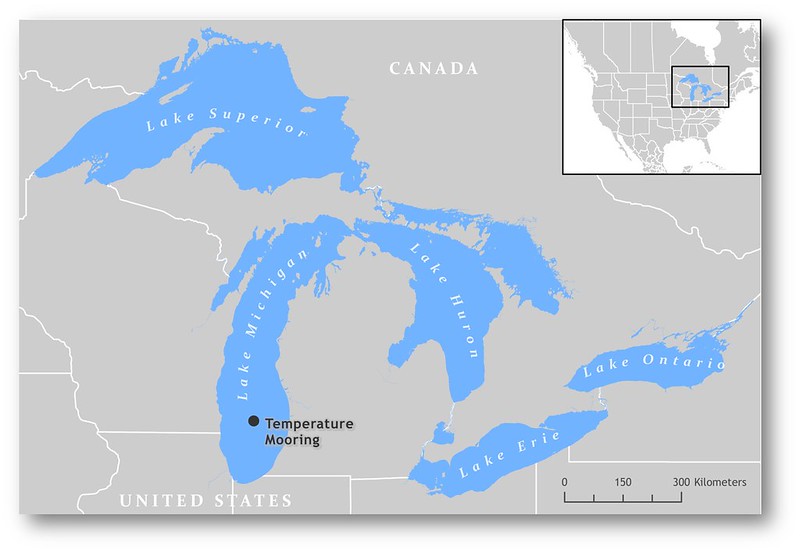 Map Of Long-Term Temperature Monitoring In Lake Michigan