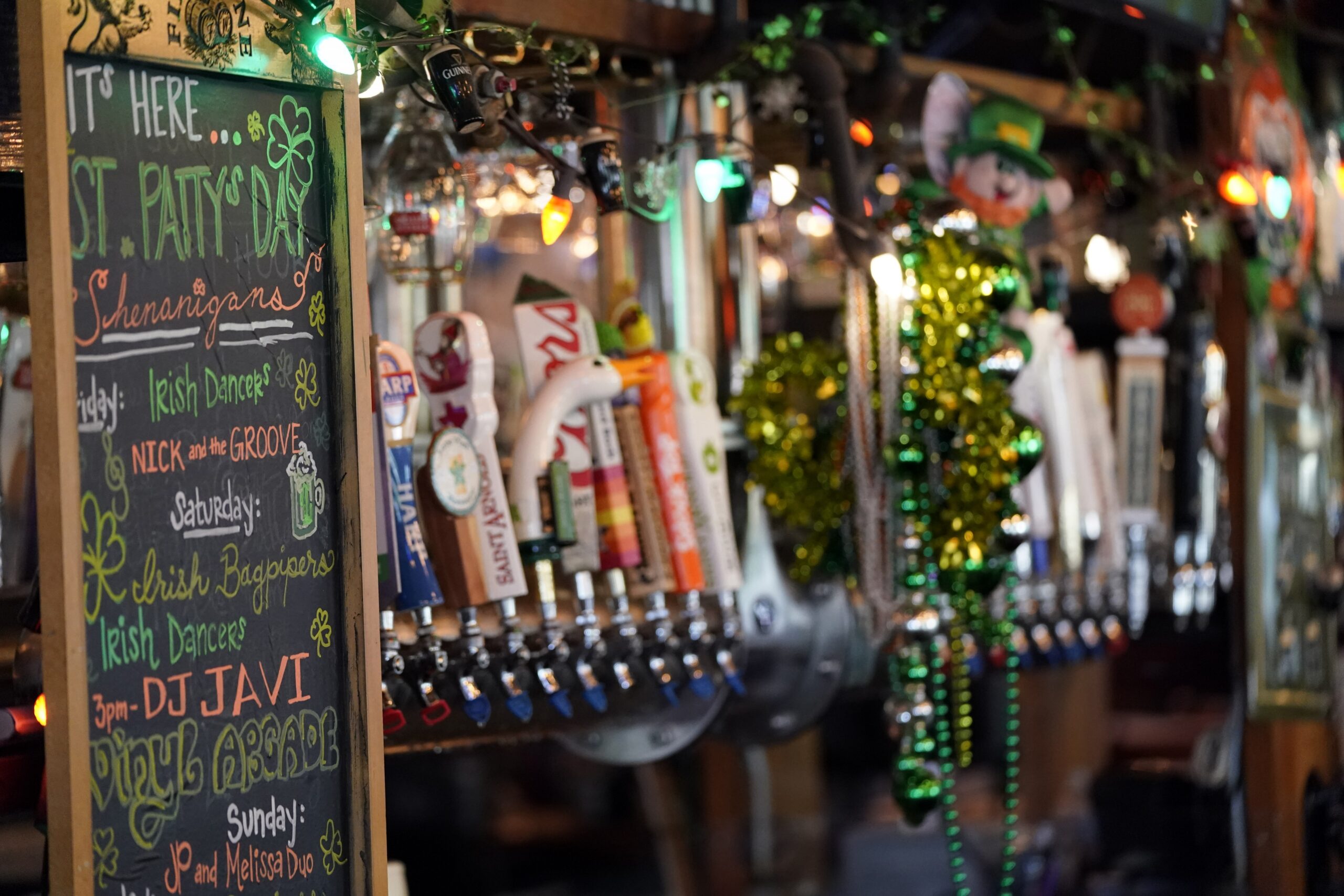 Beer taps are idle at Mo's Irish Pub on St. Patrick's Day.