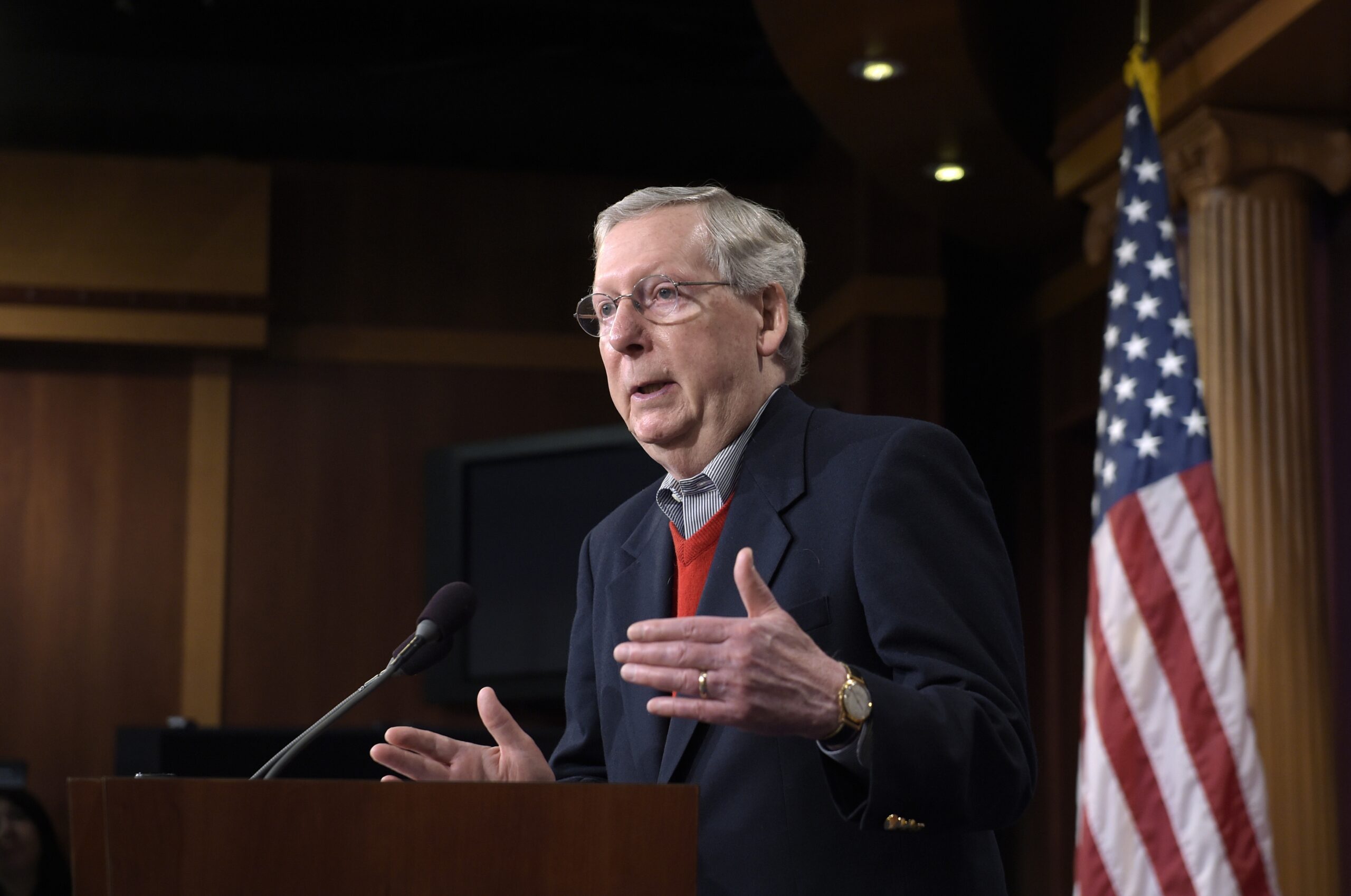 Mitch McConnell speaks at a news conference