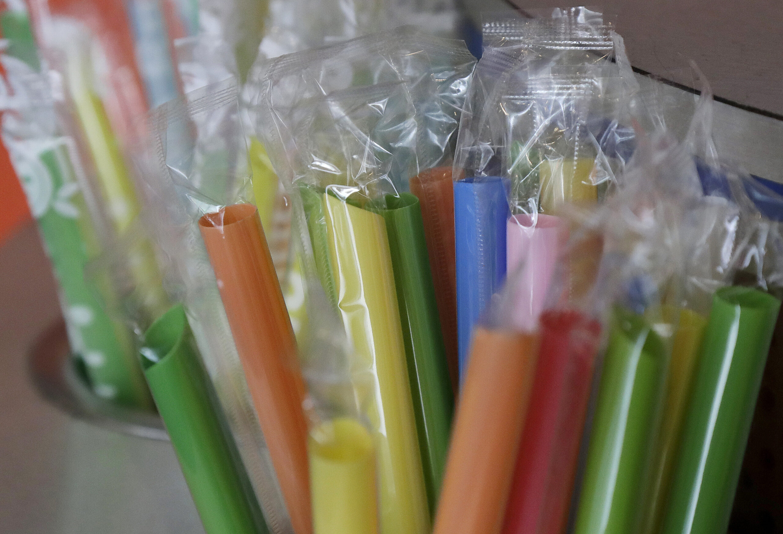 wrapped plastic straws
