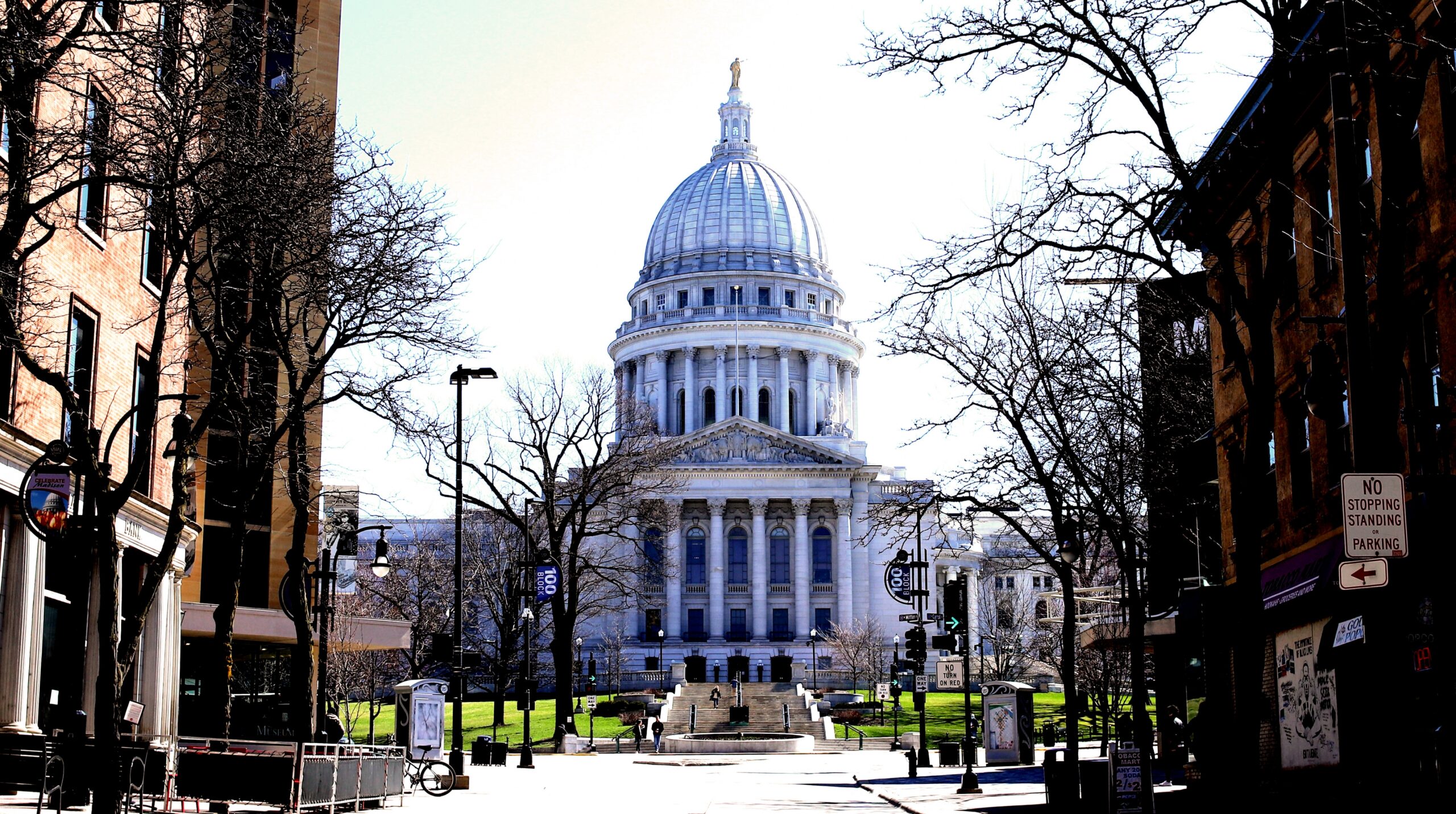 A view of the State Capitol from State Street in Madison