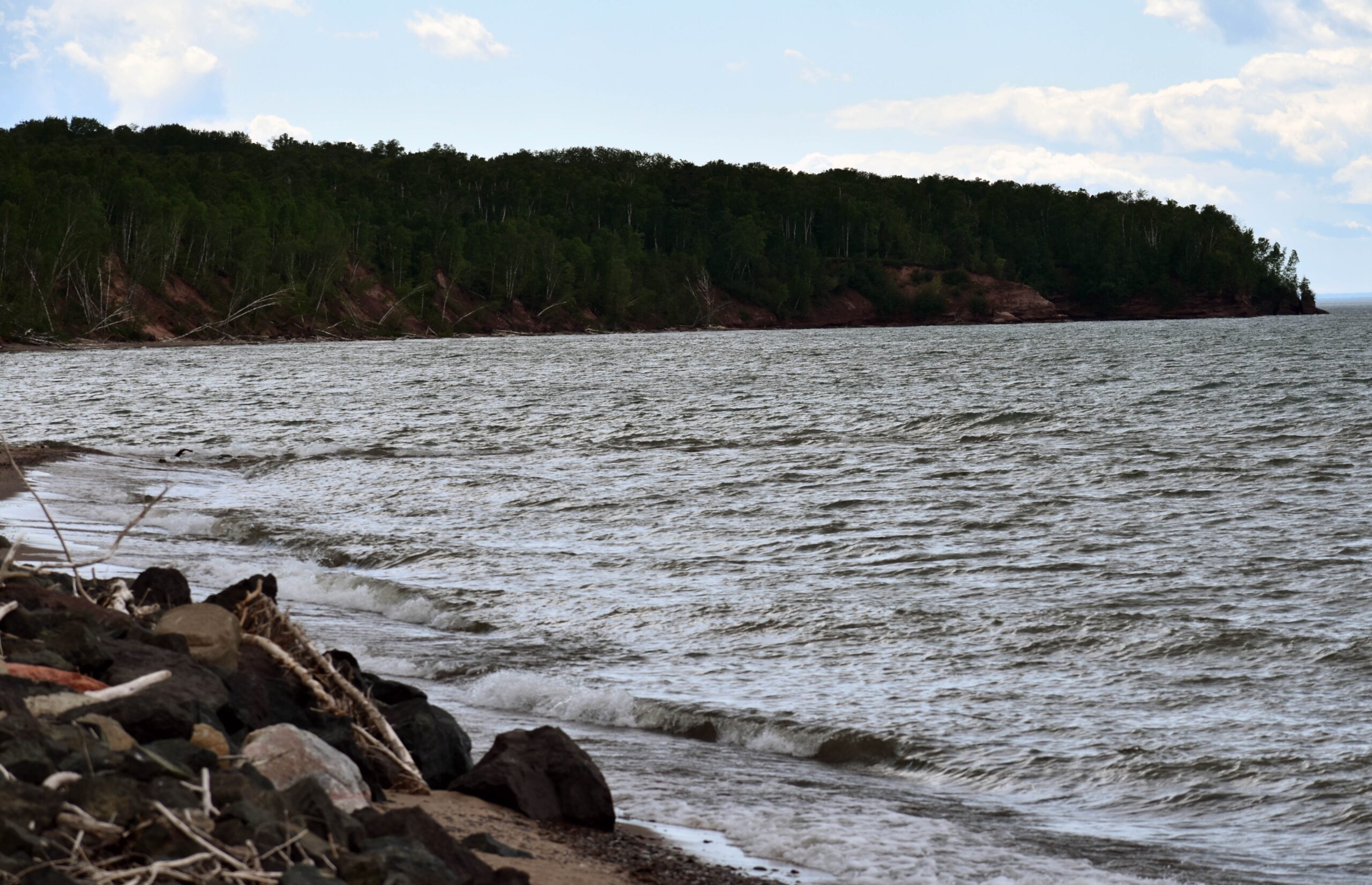 Clay banks are eroding along Lake Superior