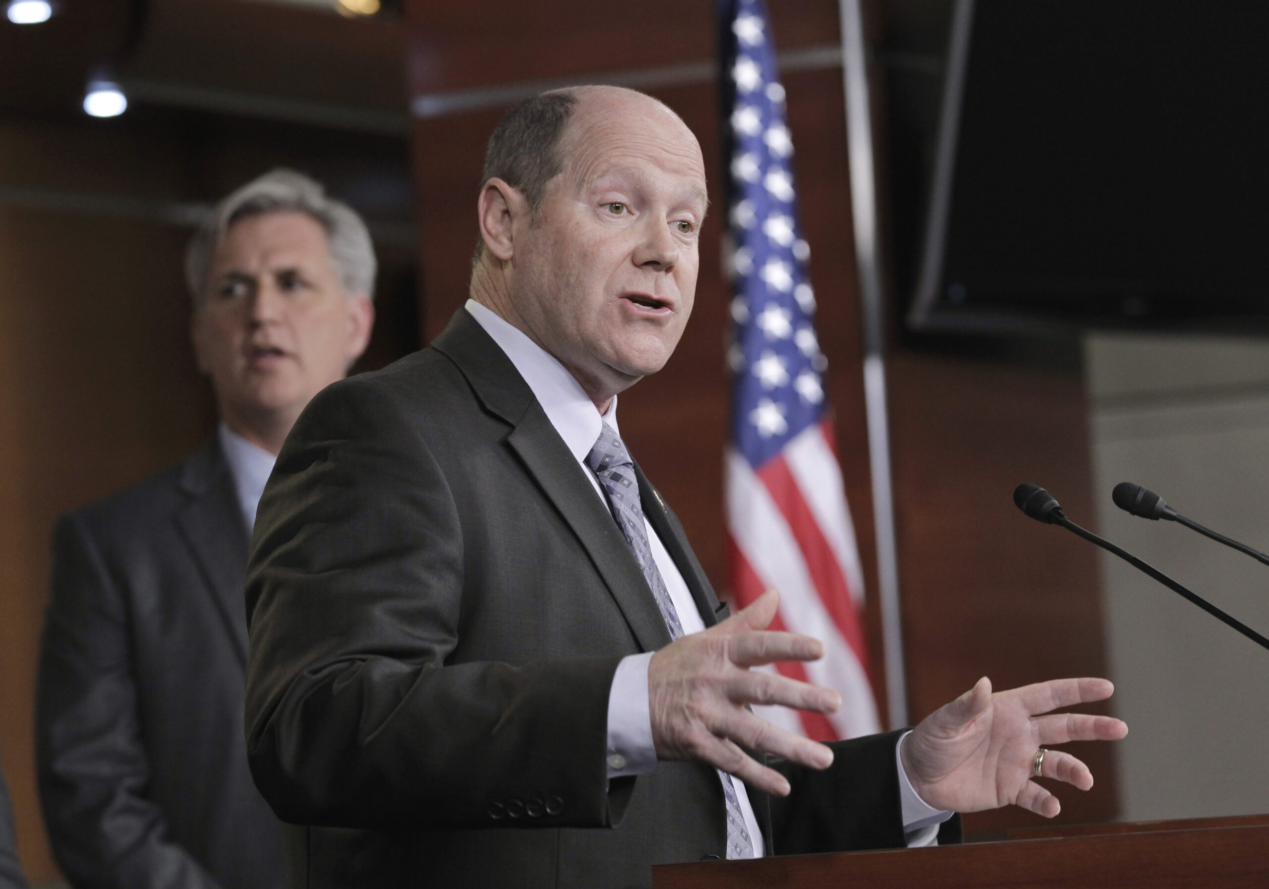 Former U.S. Rep. Reid Ribble speaking at a news conference