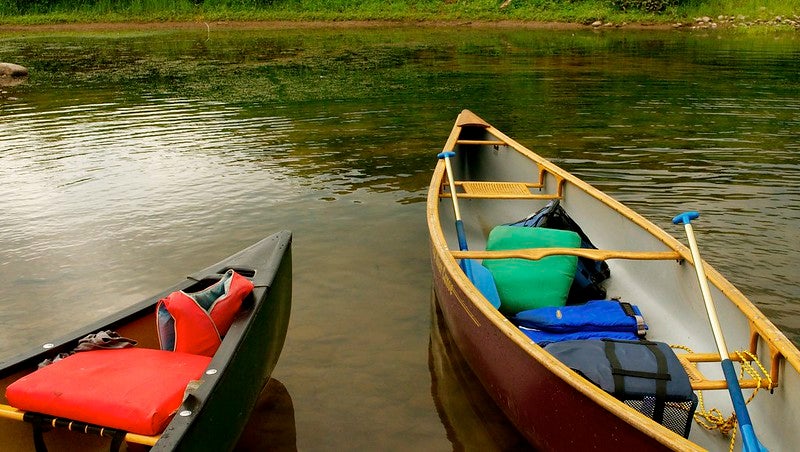 Canoes in water