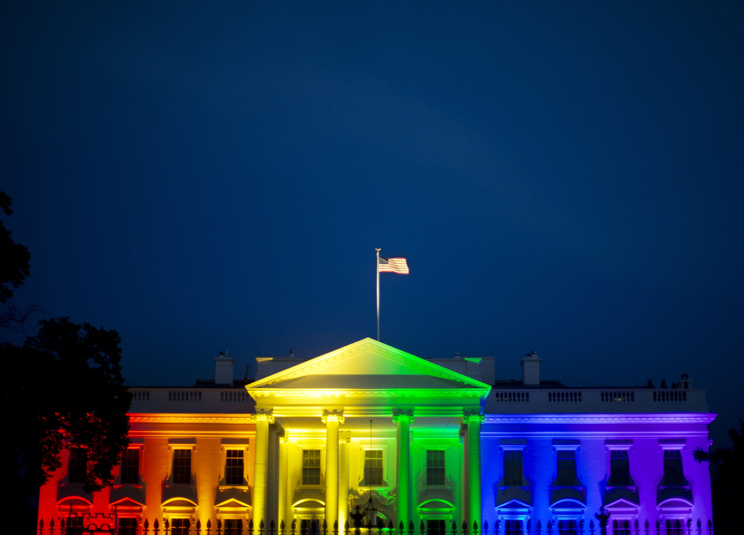 The White House in Washington, is lit up in rainbow colors in commemoration of the Supreme Court's ruling to legalize same-sex marriage.