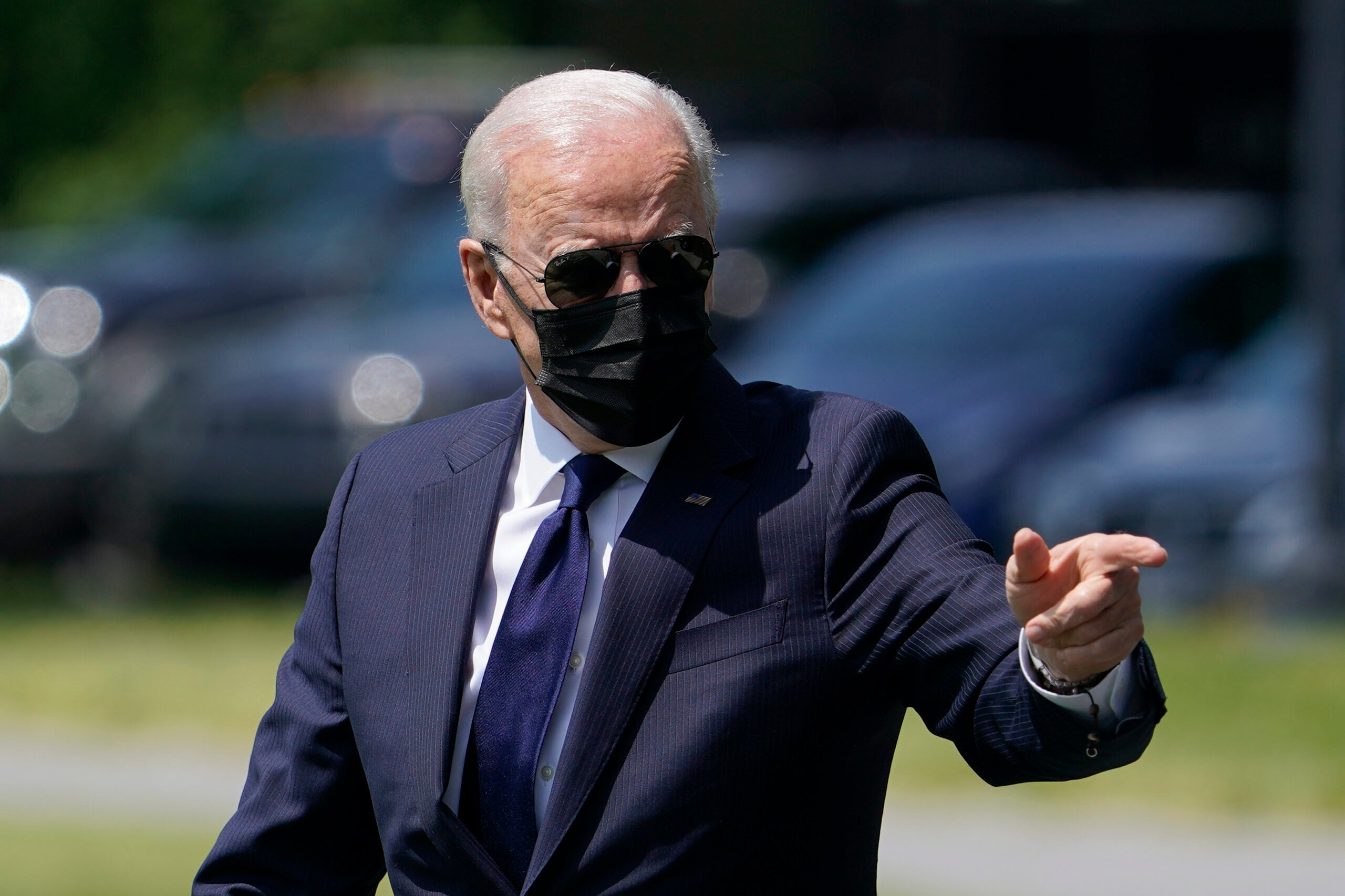 President Joe Biden pointing