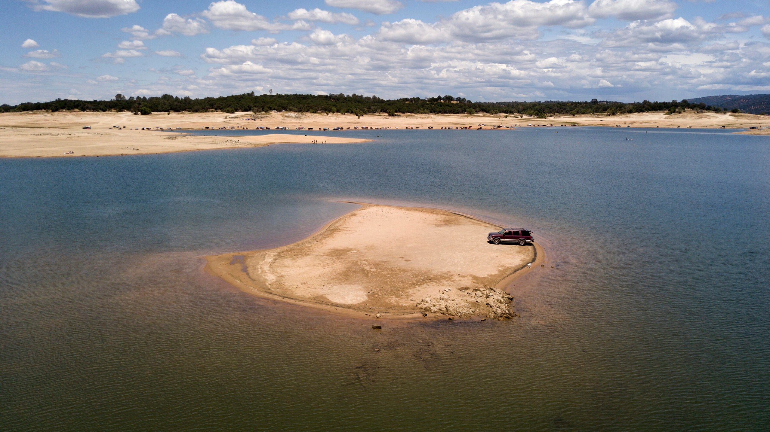 receding waters at the drought-stricken Folsom Lake, CA