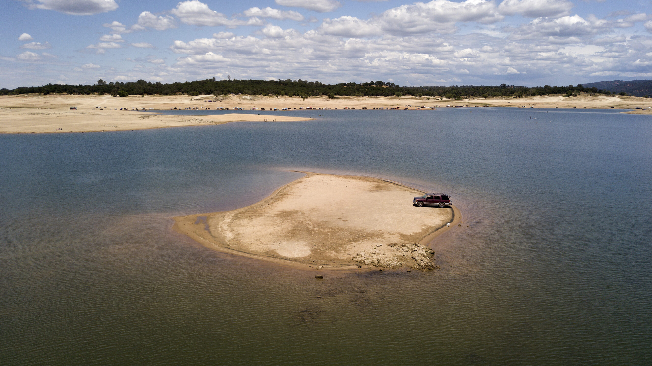 receding waters at the drought-stricken Folsom Lake, CA
