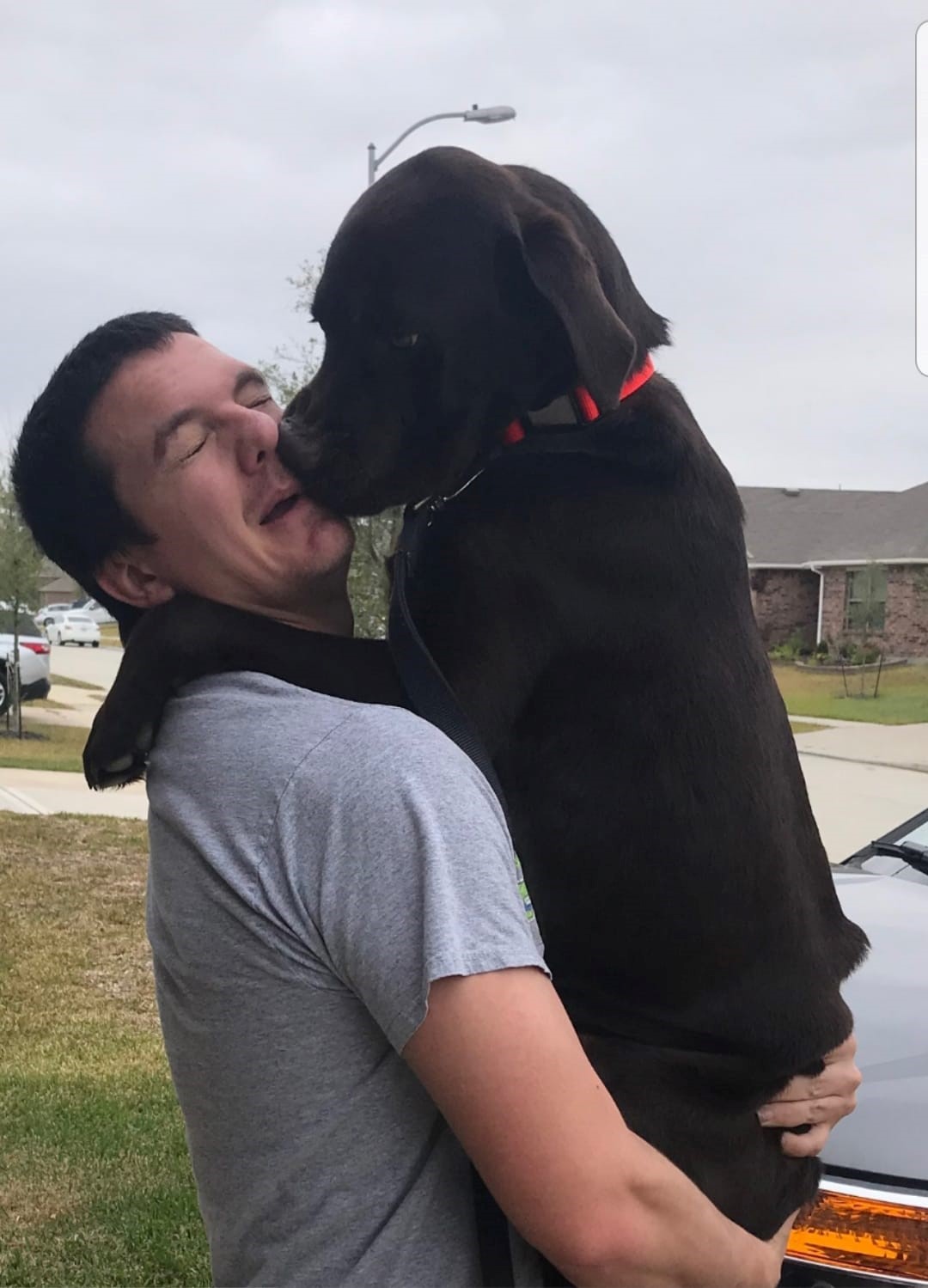 U.S. Marine Corps veteran Schyler Prentice and his companion dog, Gunner