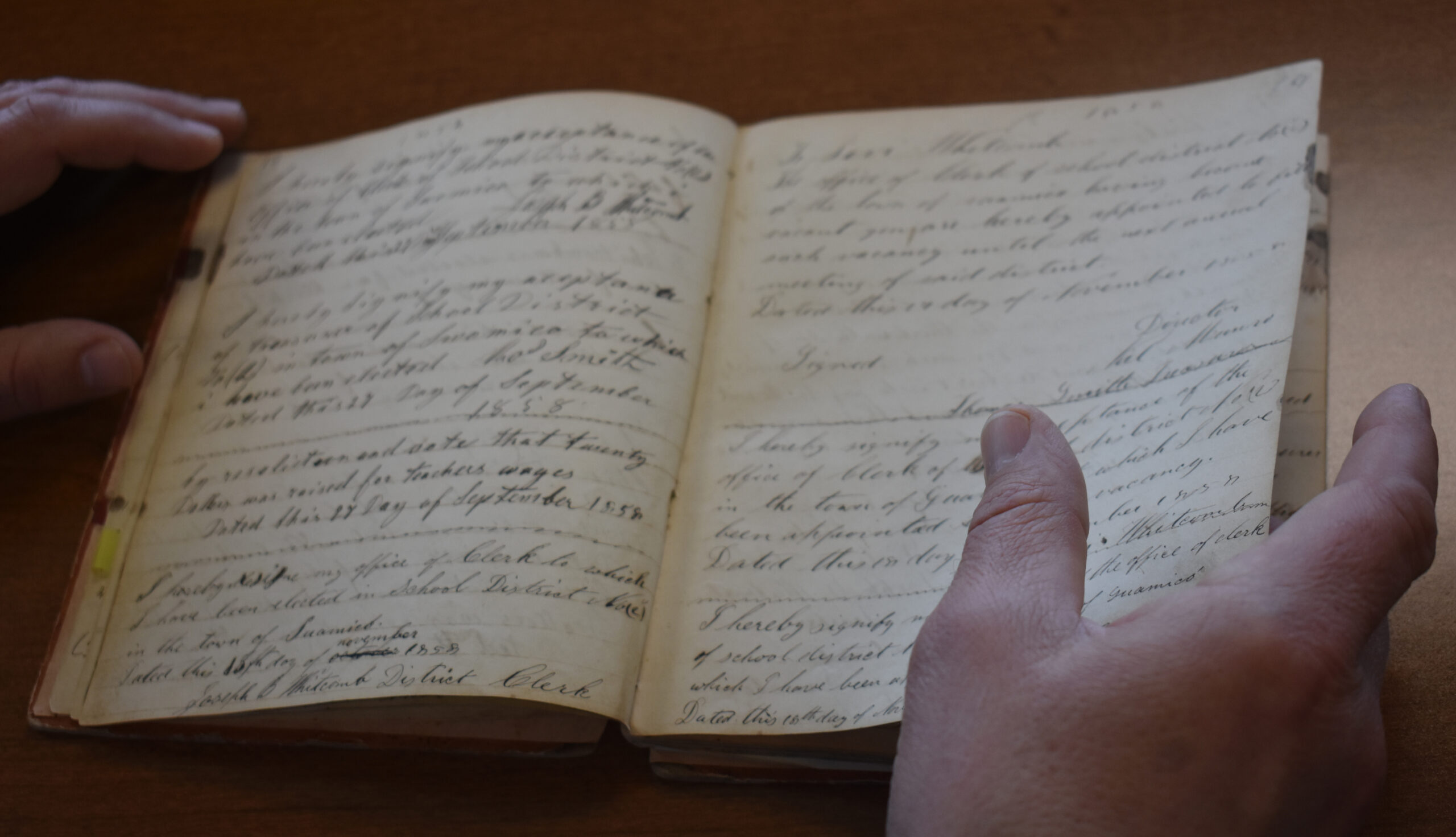 Minutes from a community meeting held in the Town of Pittsfield, Wis., on Nov. 15, 1856