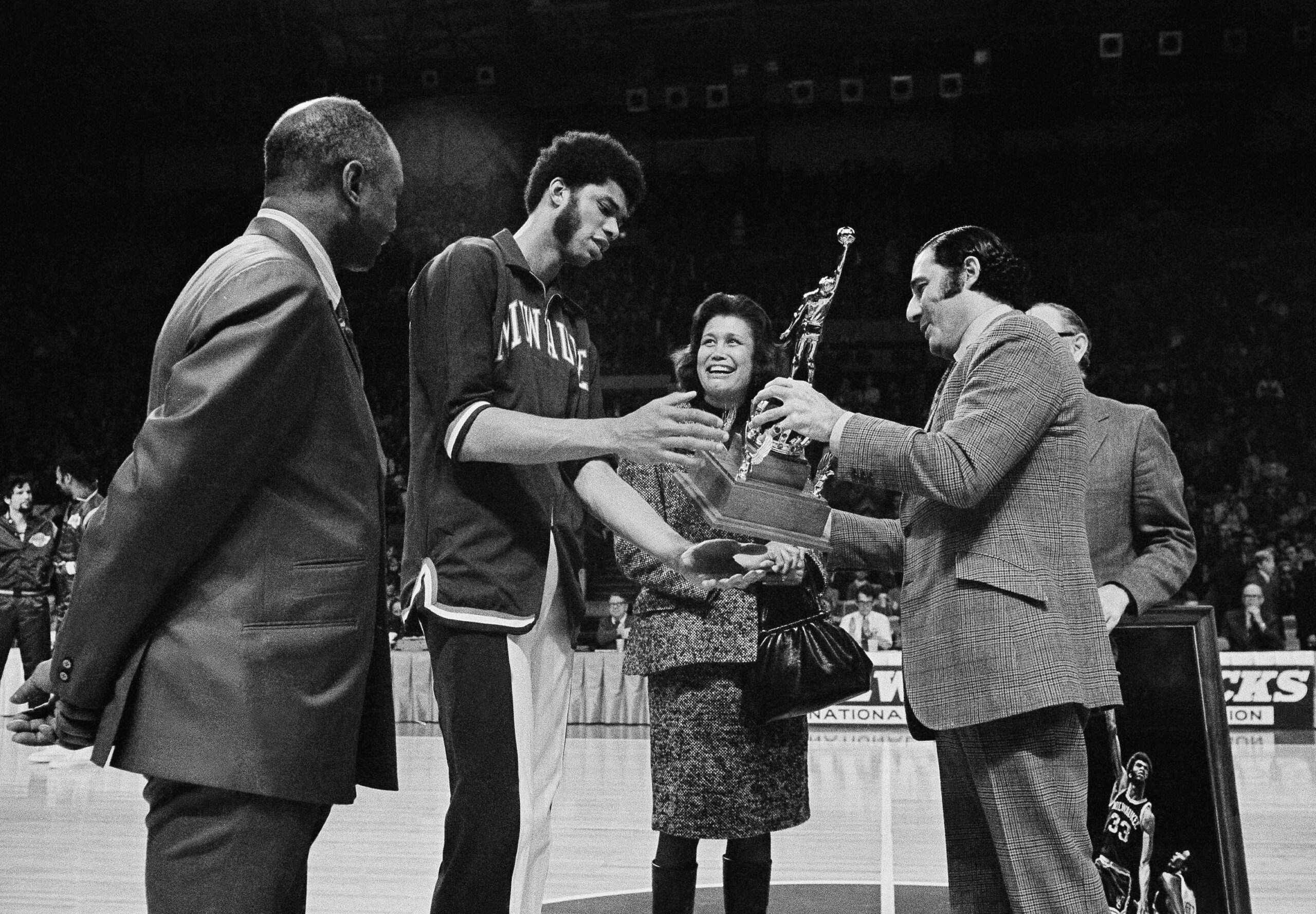 Lew Alcindor, now Kareem Abdul-Jabbar, named NBA's MVP after the 1971 NBA Finals