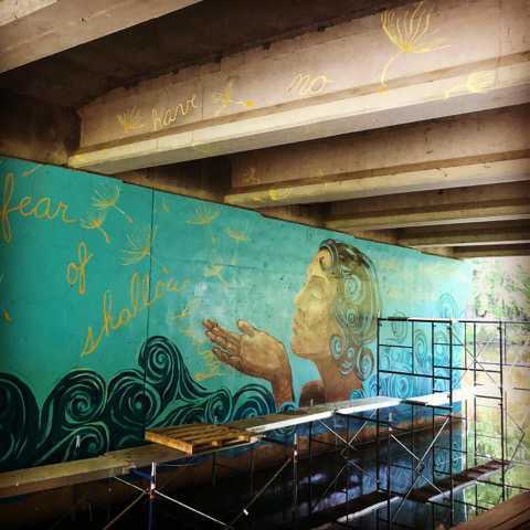 A mural under the HH Bridge was painted by Thielking-Brunetts 