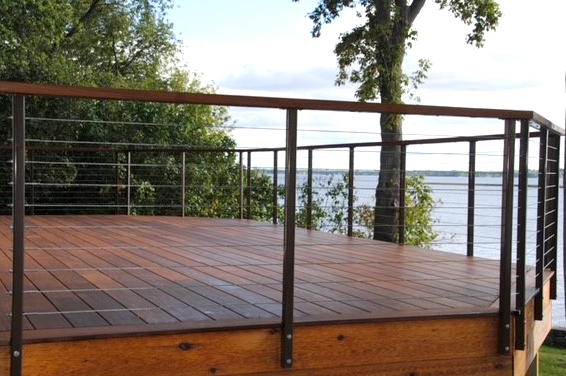 Deck overlooking lake.