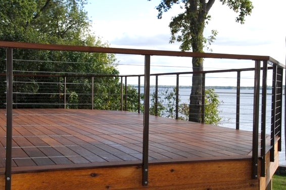 Deck overlooking lake.