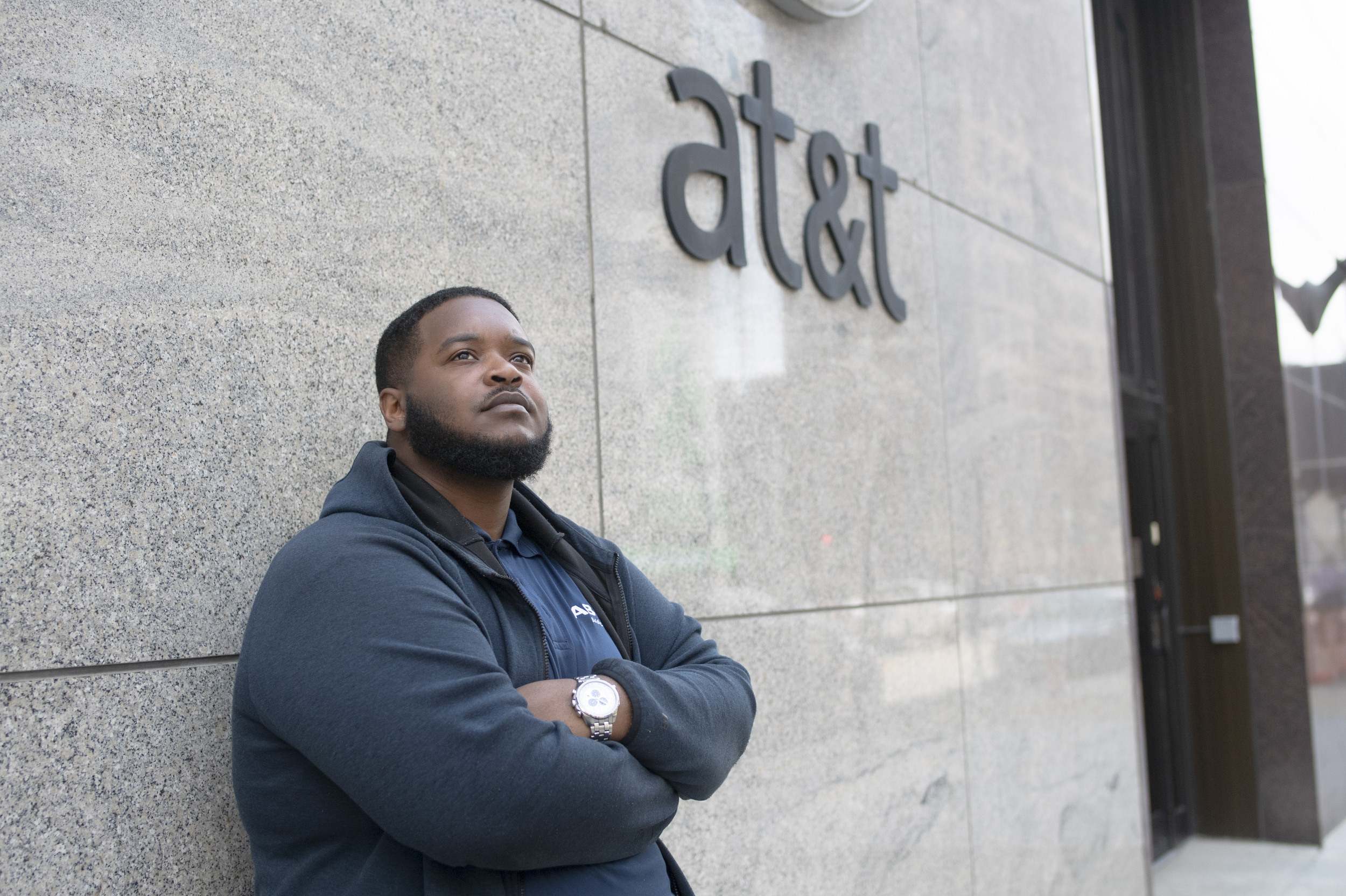 James Rudd is seen outside of his workplace at the AT&T building in downtown Milwaukee