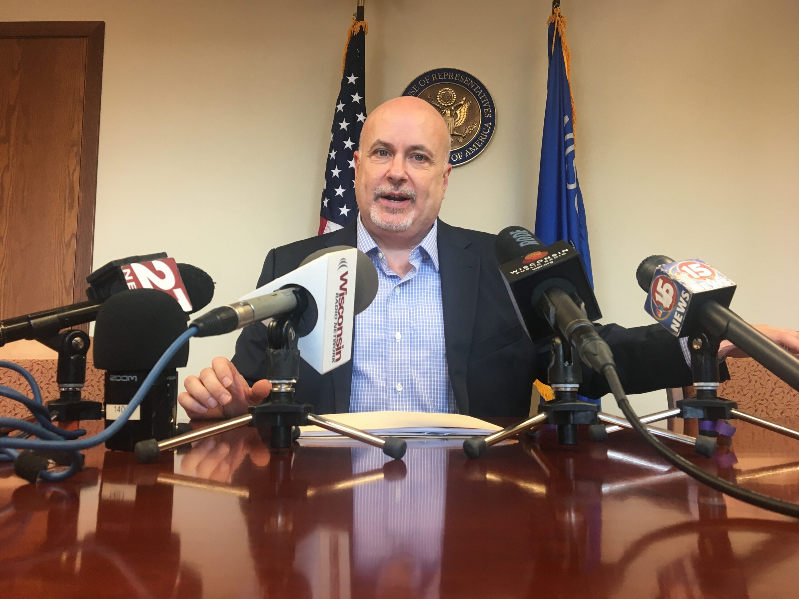 U.S. Rep Mark Pocan speaks at a press conference