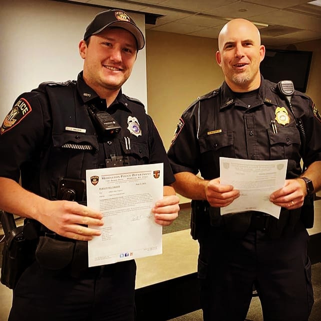 Middleton Police Officer Jacob Ungere and Chief Troy Hellenbrand