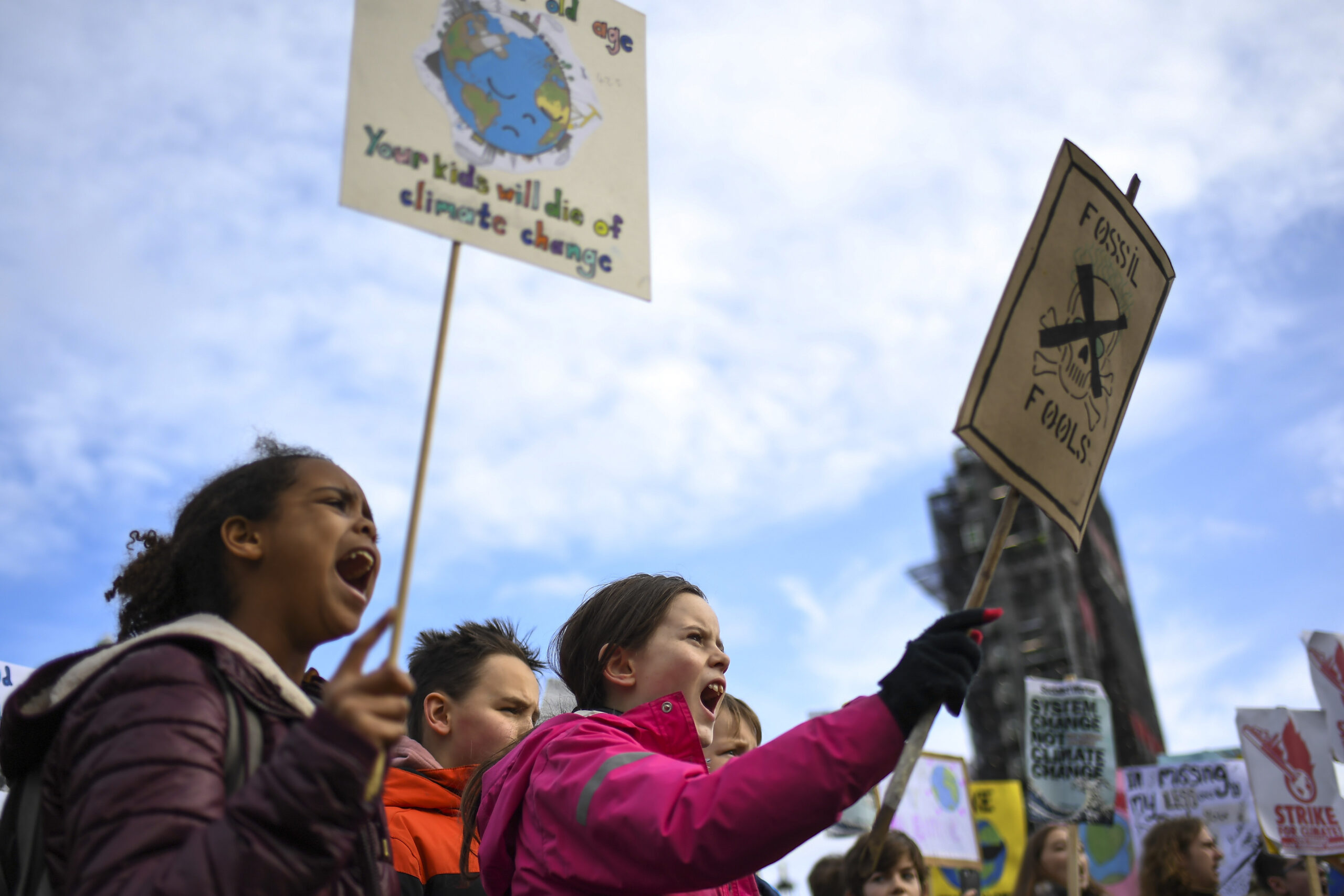 Children protesting government inaction on climate change