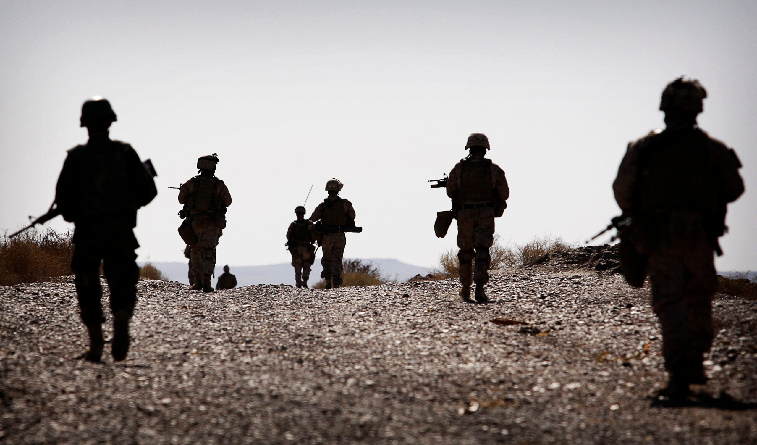 Soldiers patrol in Afghanistan War