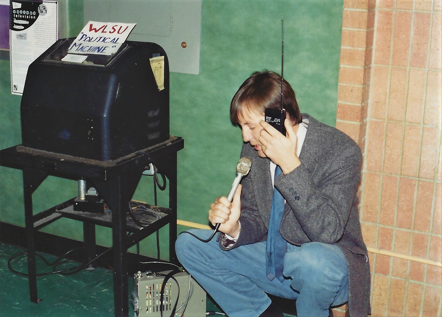 Wisconsin Public Media Director and former WPR La Crosse Regional Manager Gene Purcell during his early days as a reporter on WLSU radio. Purcell passed away on July 31 following a traffic accident; Image courtesy of WPR