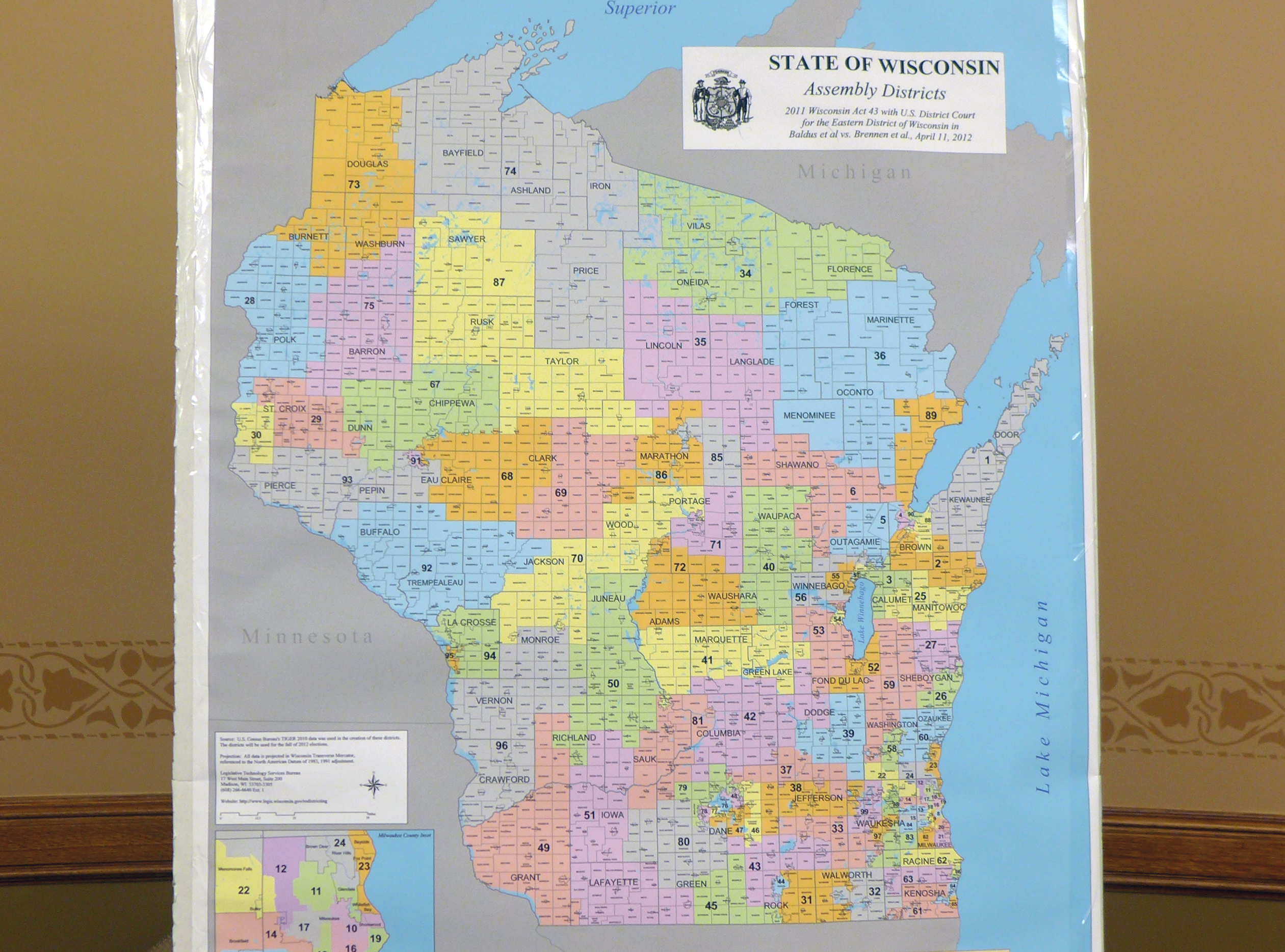 A map of Wisconsin state Assembly districts