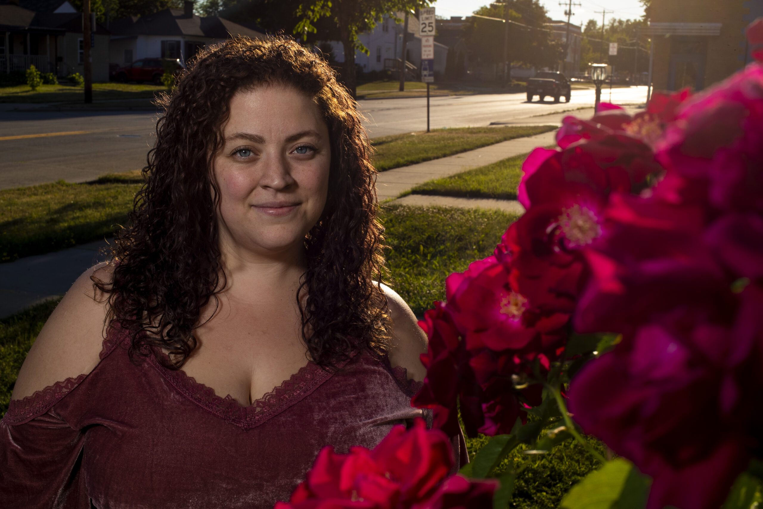 Jaleesa Gray, 28, poses for a portrait outside her home in Green Bay