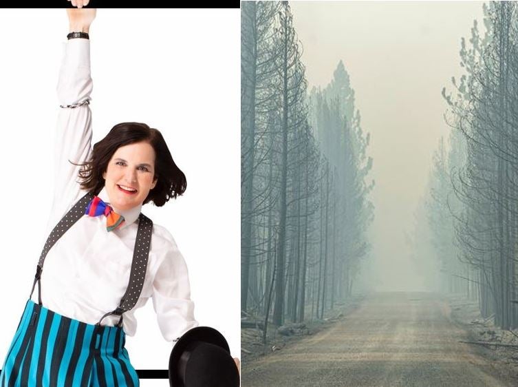 Comedian Paula Pound stone, Photo courtesy of Shannon Greer; Smoke from the Bootleg Fire lingers on Thursday, July 22, 2021, near Paisley, Ore. Nathan Howard/AP Photo