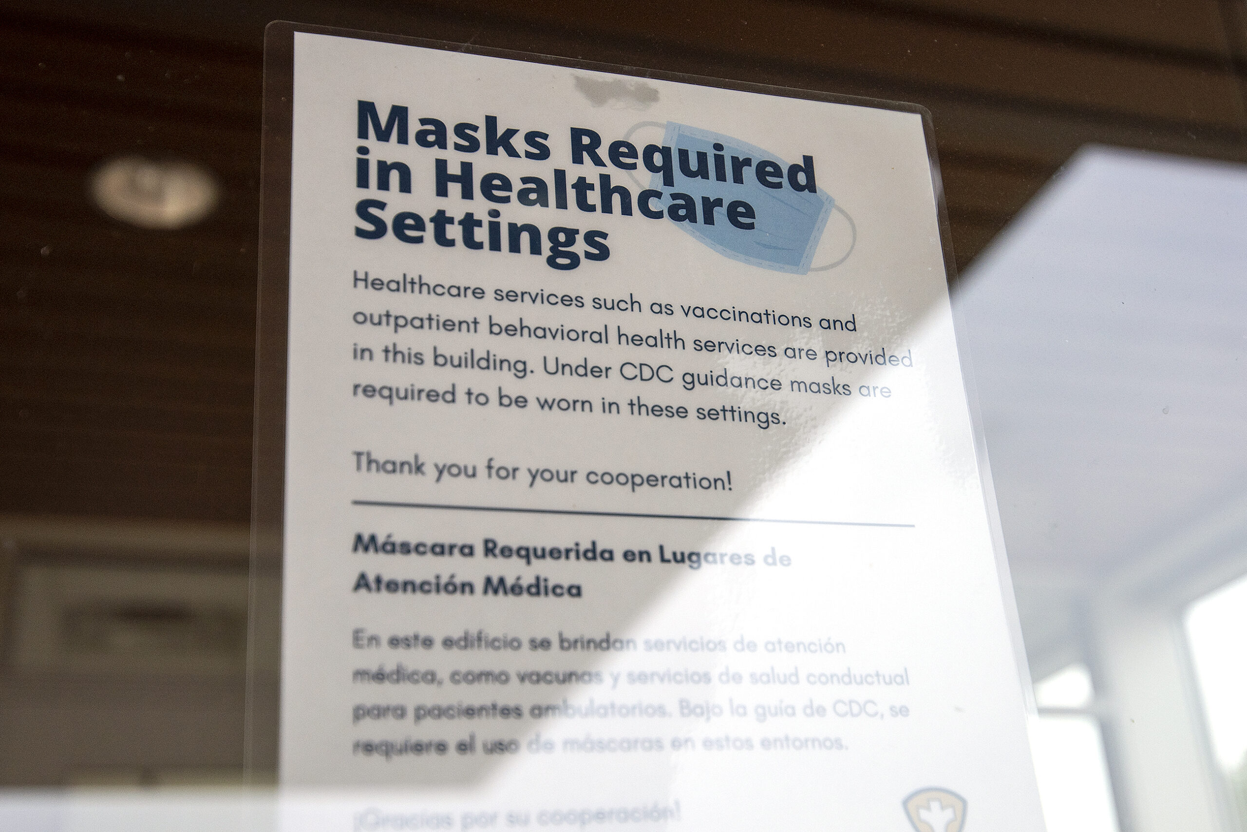 A sign says that masks are required