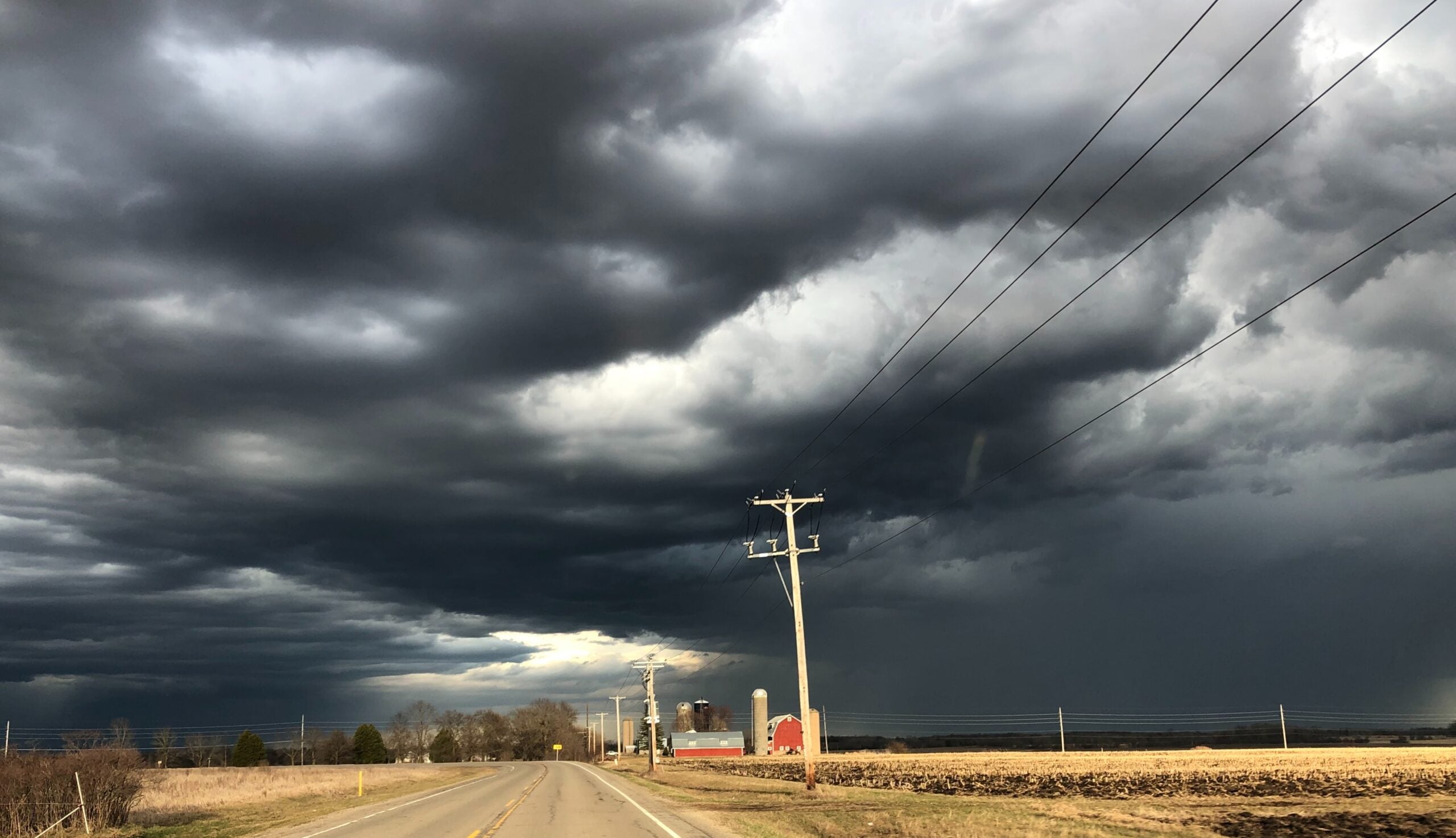 Storm clouds above a Wisconsin farm
