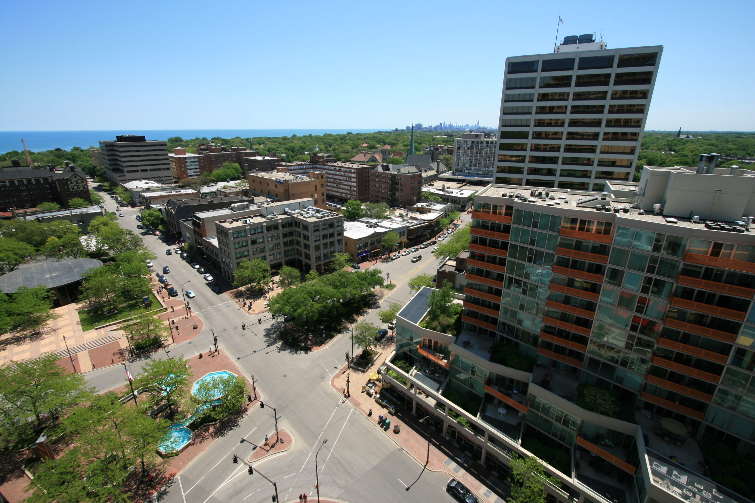 Evanston, Ill., a northern suburb of Chicago, is seen from above in 2008.