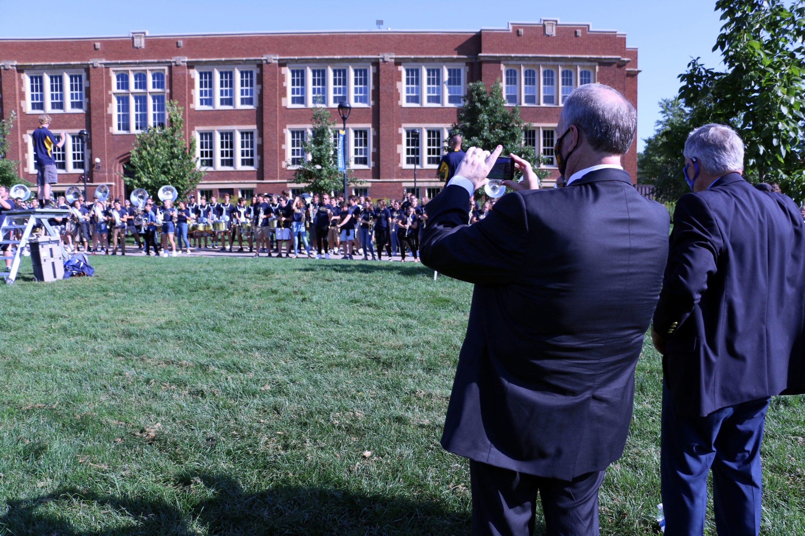University of Wisconsin-Eau Claire Chancellor Jim Schmidt and interim UW System president Tommy Thompson