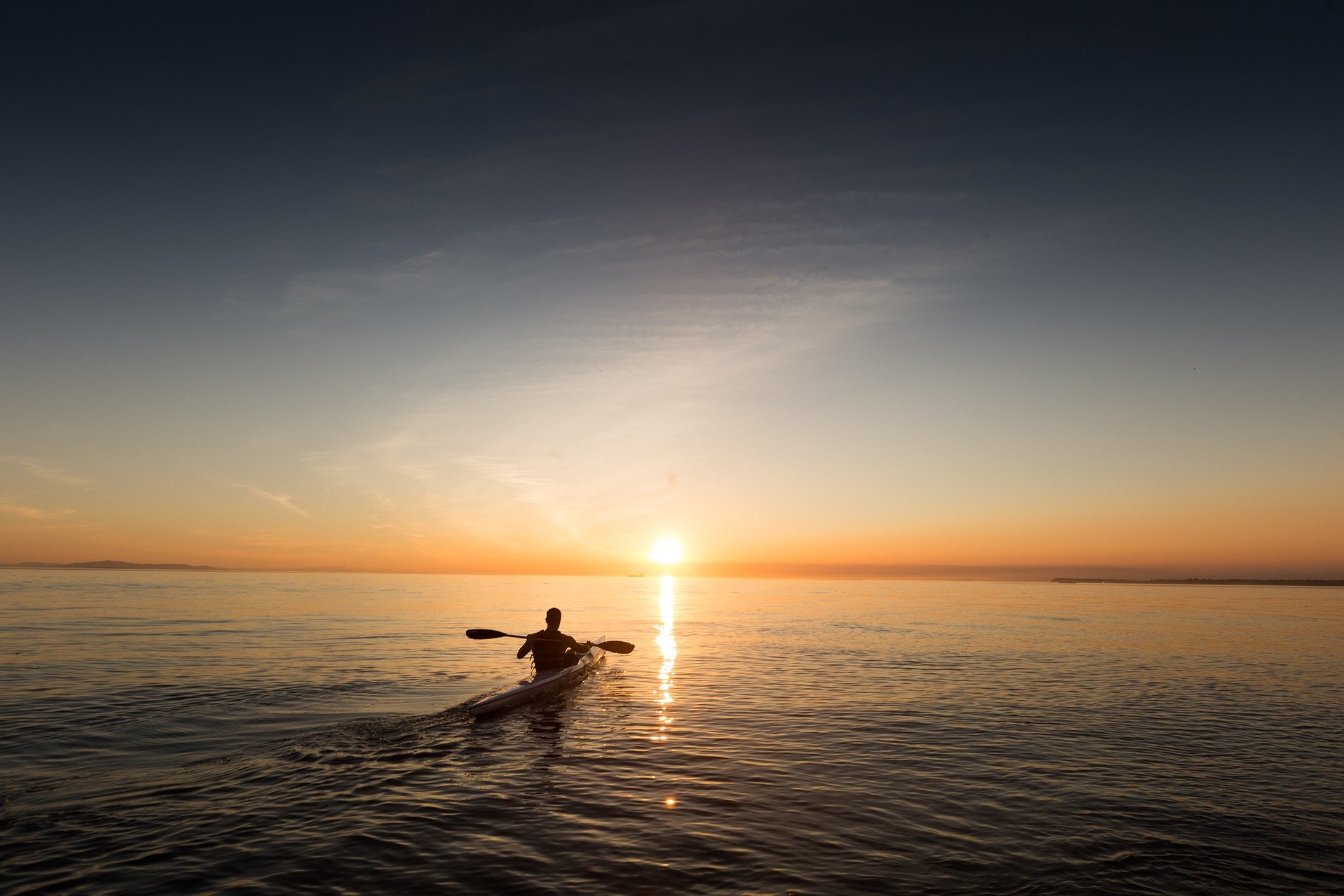 Paddling into the sunset.