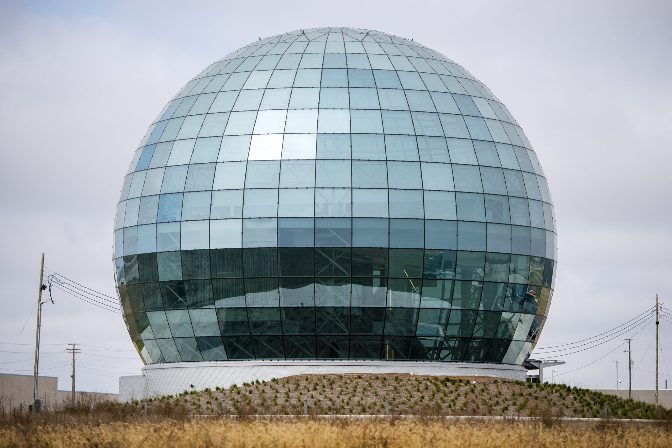 A glass globe on Foxconn's campus.
