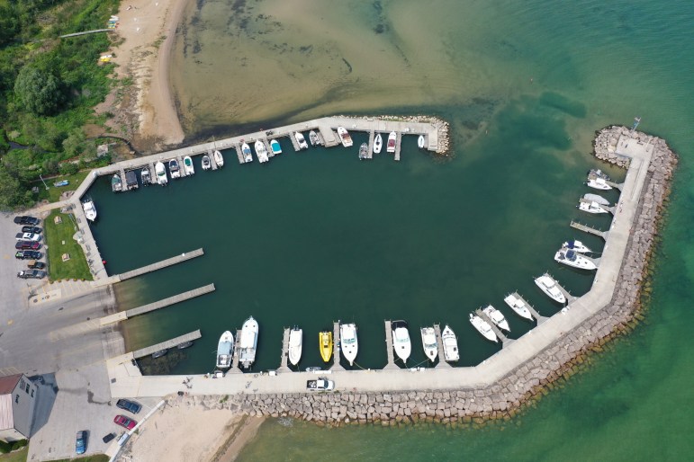 The Baileys Harbor Marina in Door County following the installation of stone riprap