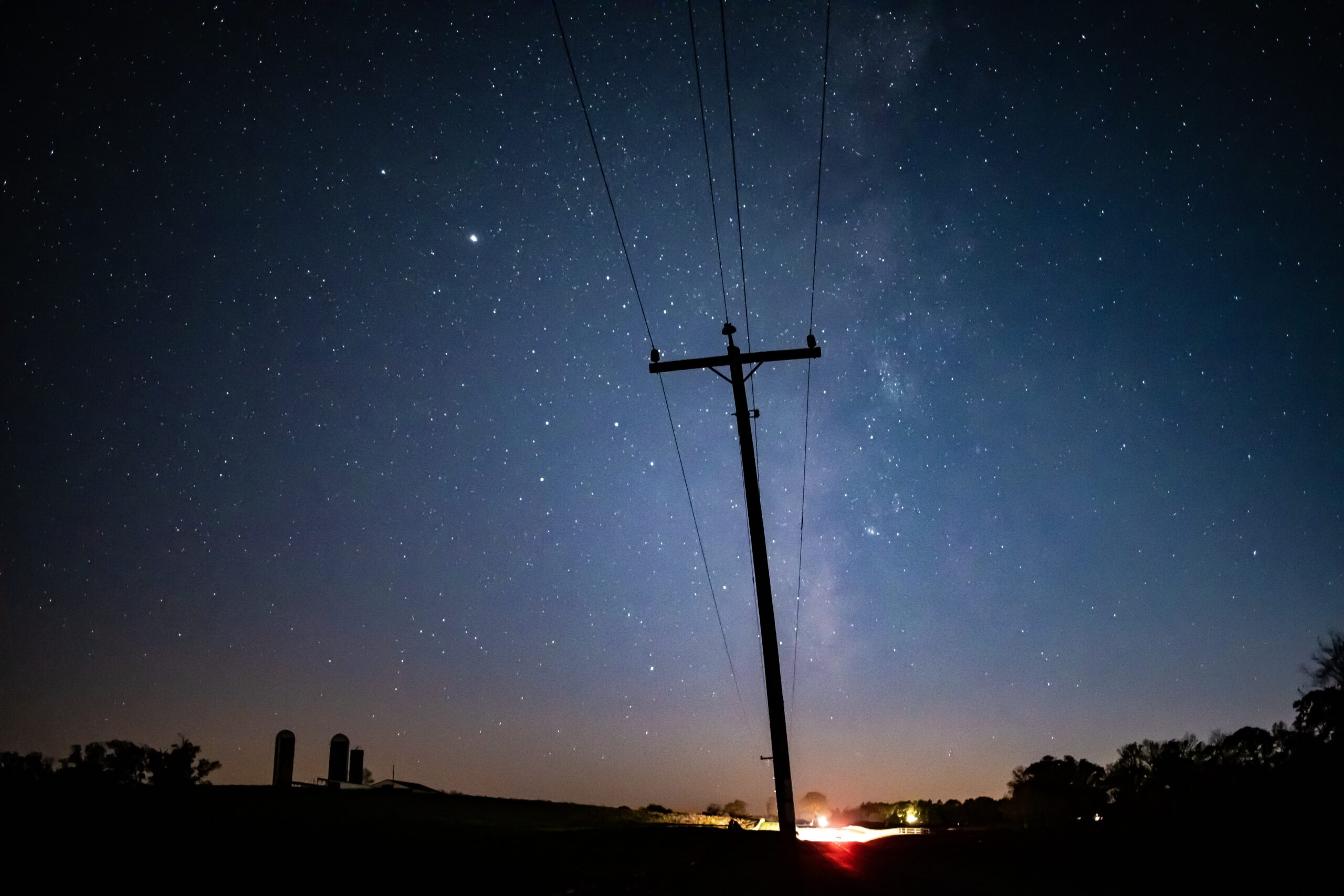 utility pole in the evening in Goochland, Virginia
