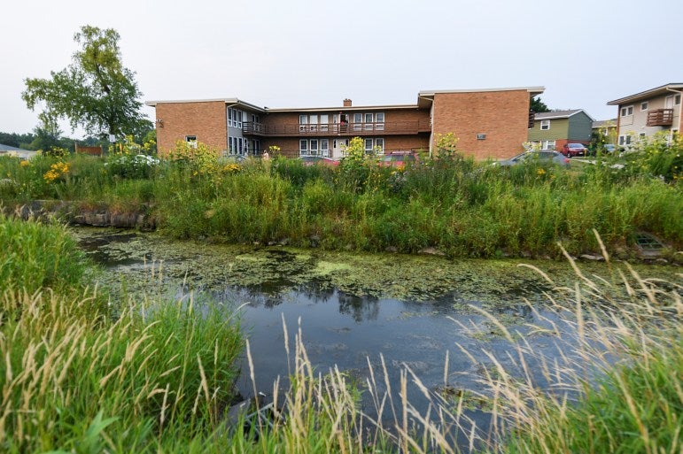 A housing complex is shown near Starkweather Creek in the Darbo-Worthington neighborhood