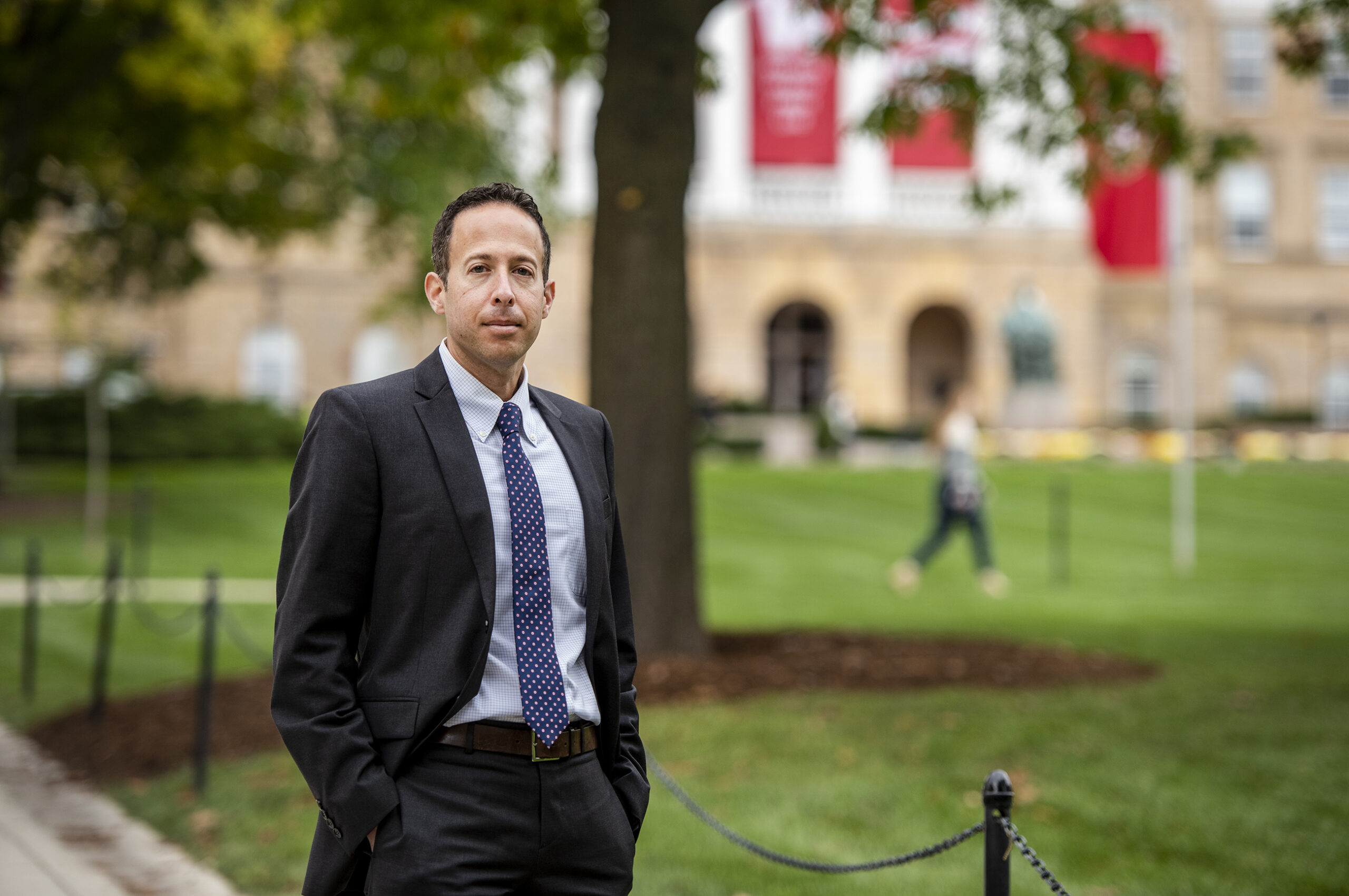 Rob Yablon stands outside near Bascom Hill on UW-Madison's campus.