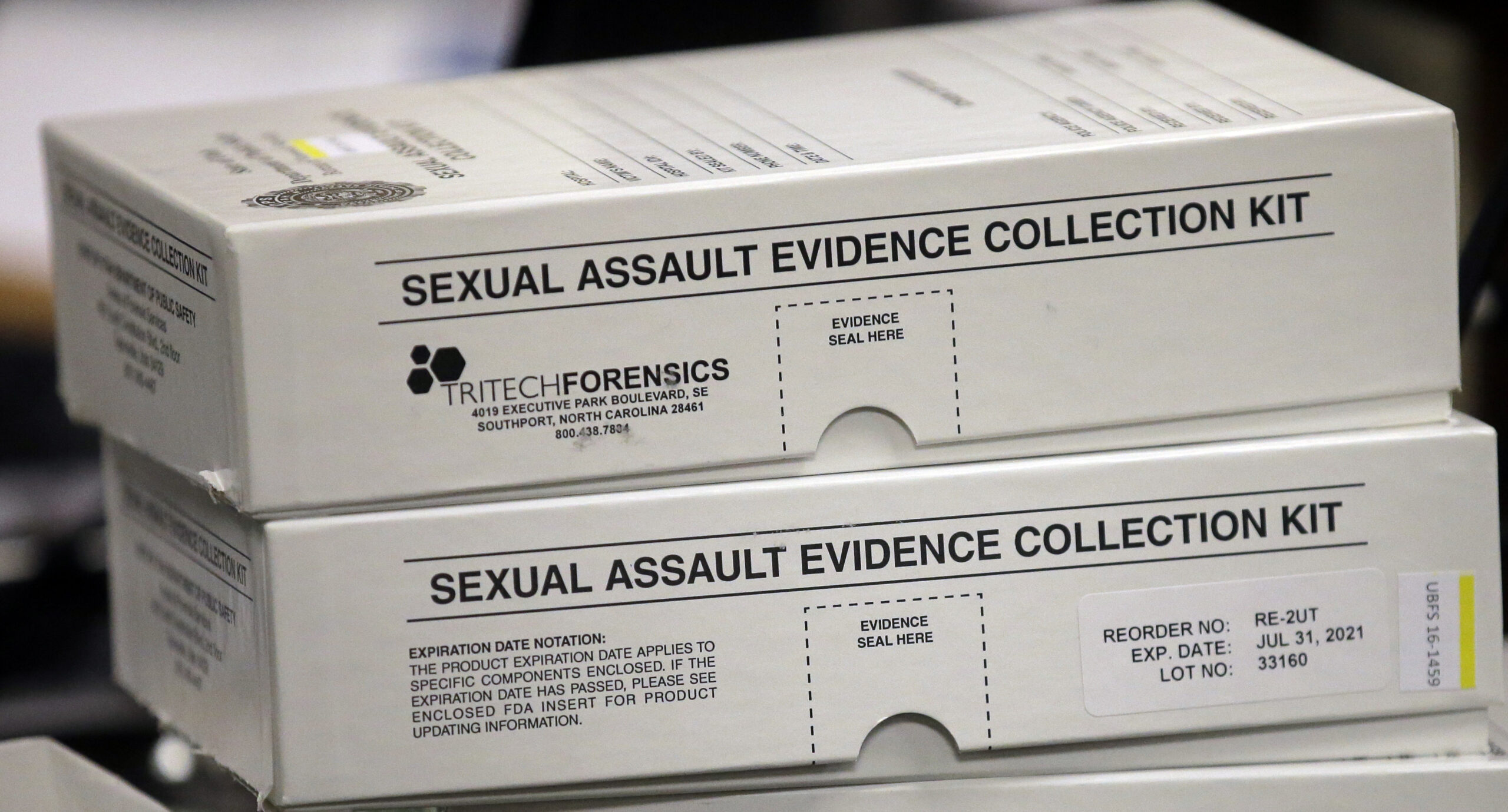 Sexual assault test kit boxes