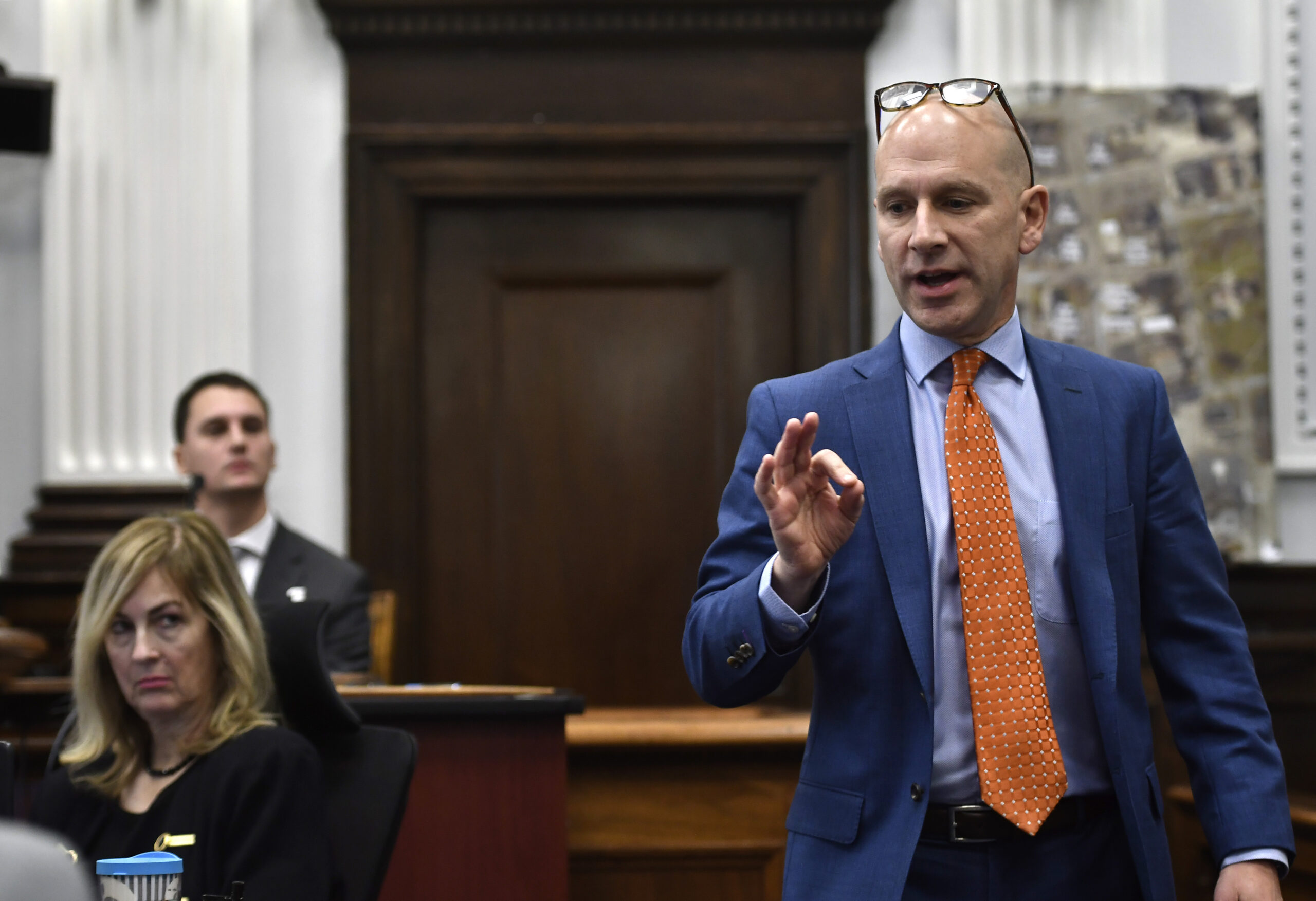 Corey Chirafisi, one of Kyle Rittenhouse's attorneys, right, cross-examine's Jason Lackowski