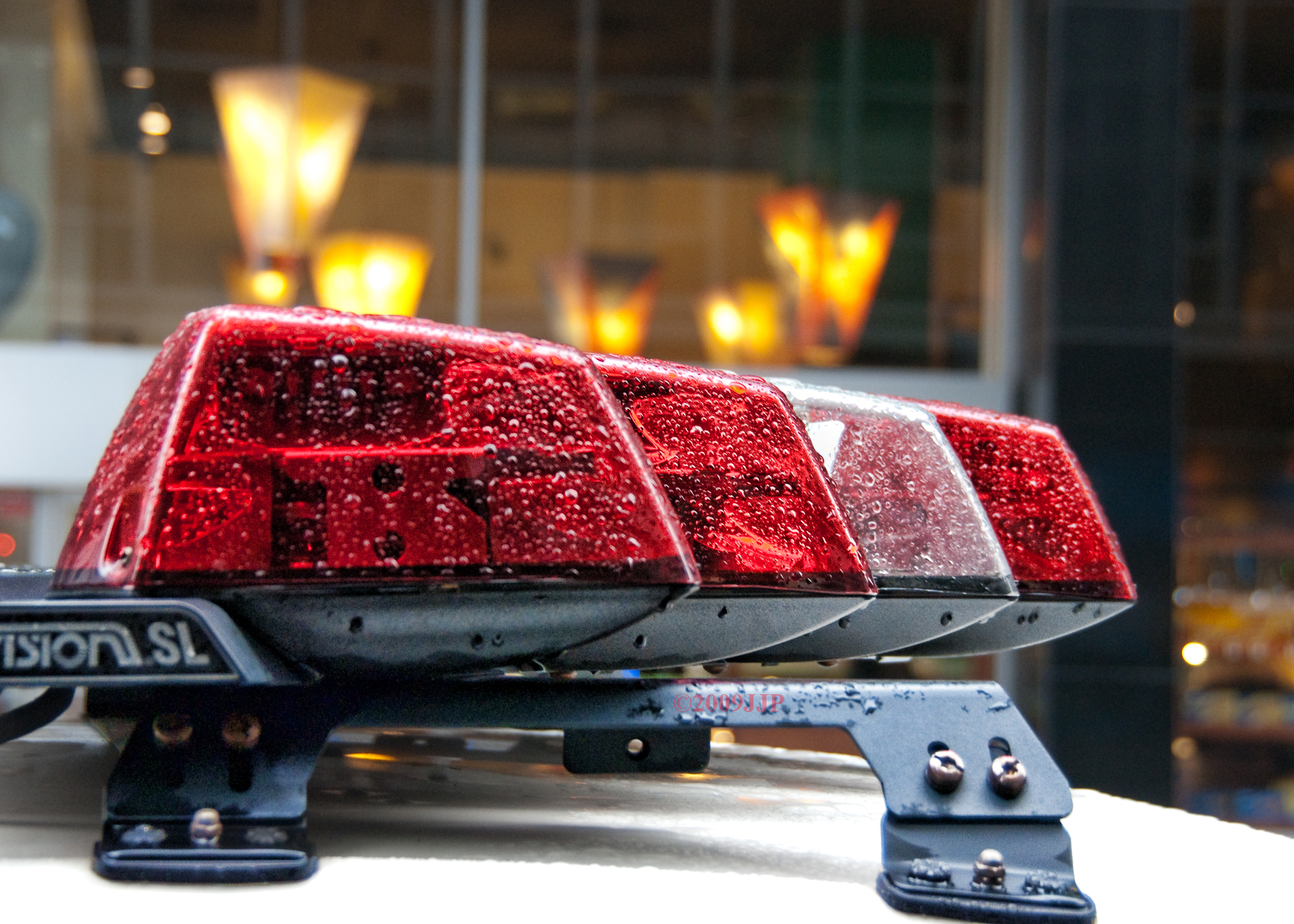 Lights on a police car